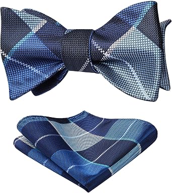 Bow Ties for Men Check Plaid Self Tie Bow Tie and Pocket Square Bowtie Formal Tuxedo Wedding Bowties Handkerchief Set