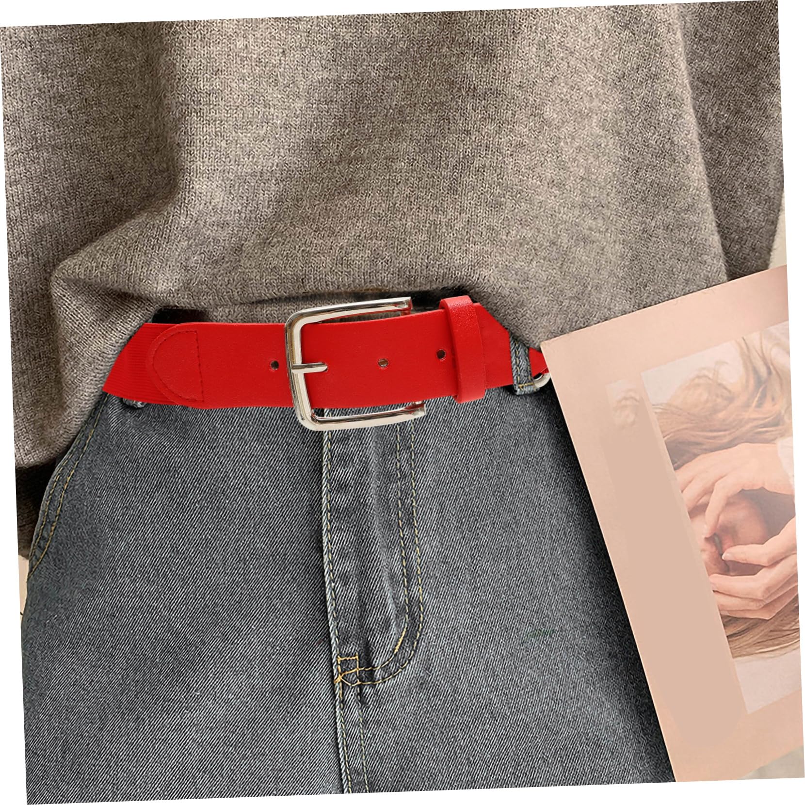 Ceinture Élastique Baseball Rouge Ajustable Hommes Femmes Sport