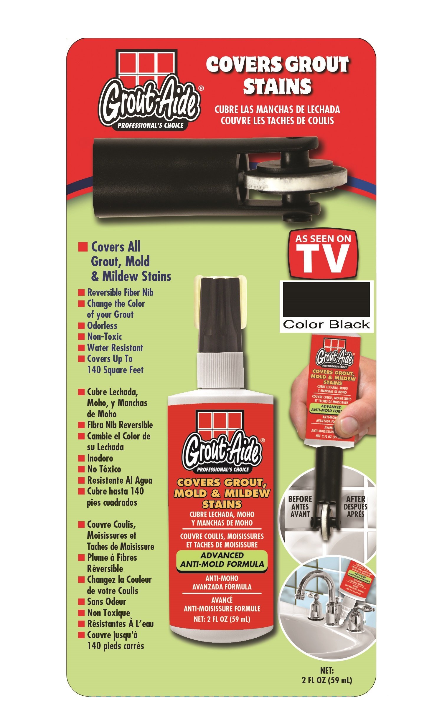 Buy GroutAide 2 oz. Bottle with Fiber Nib & Wheel Applicator, Black