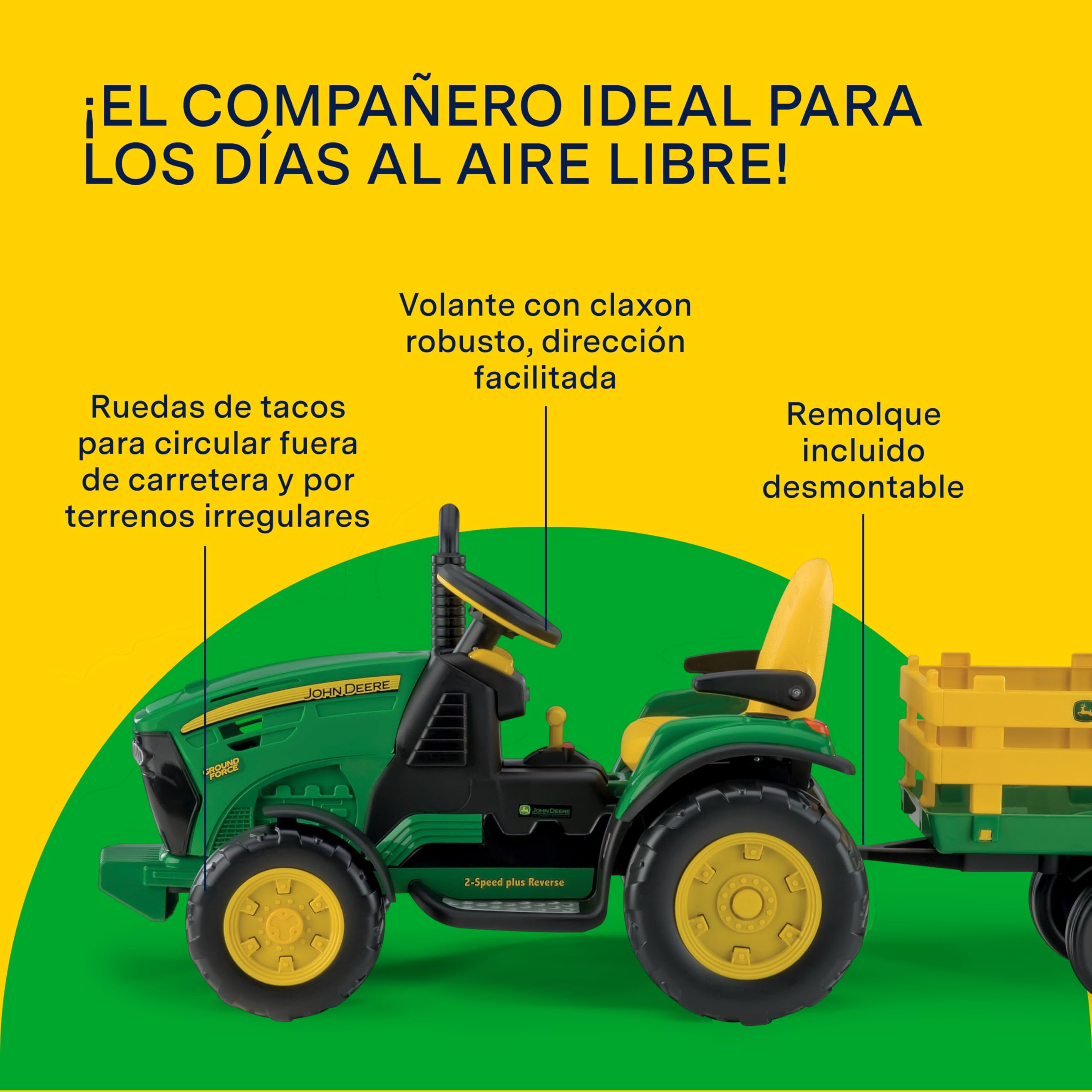 Peg Perego OR0047 - John Deere, tractor eléctrico con remolque, 12V