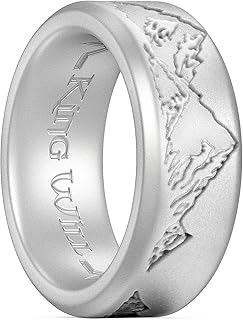 Silicone Rings For Men, Rubber Wedding Bands with Unique Mountain Peak Design Multiple Colors, 8mm Wide 2.2mm Thick, Comfort Fit Size 7-13