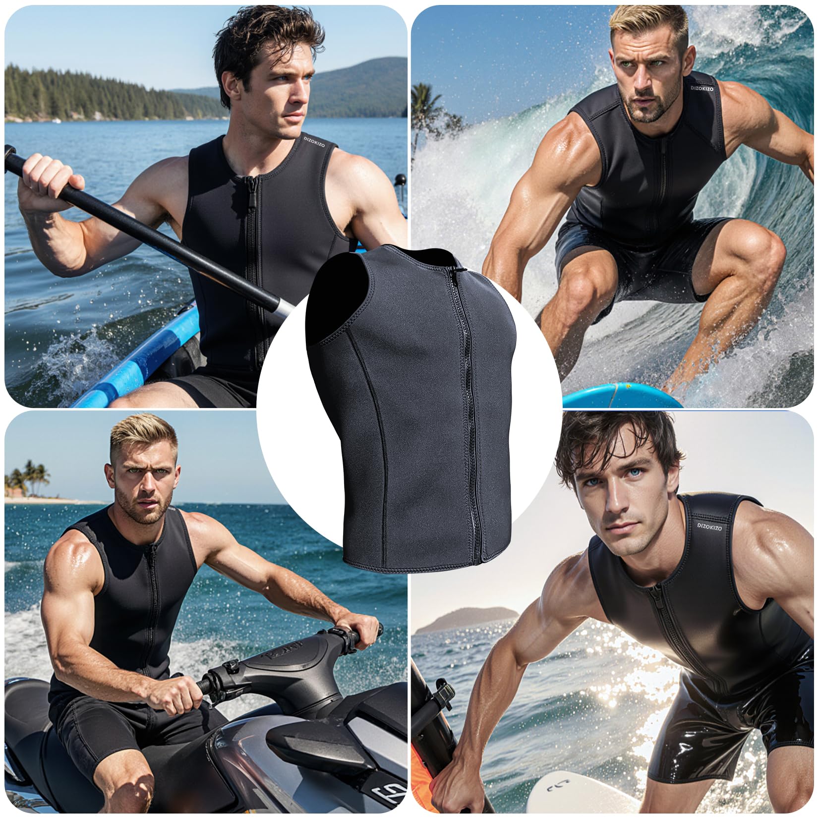 Neopren-Oberteil 3mm Thermisch Ärmellose Schwimmoberteile für Männer Frauen Tauch- & Schwimmweste für Tauchen Surfen Segeln Schlankheits-Sauna