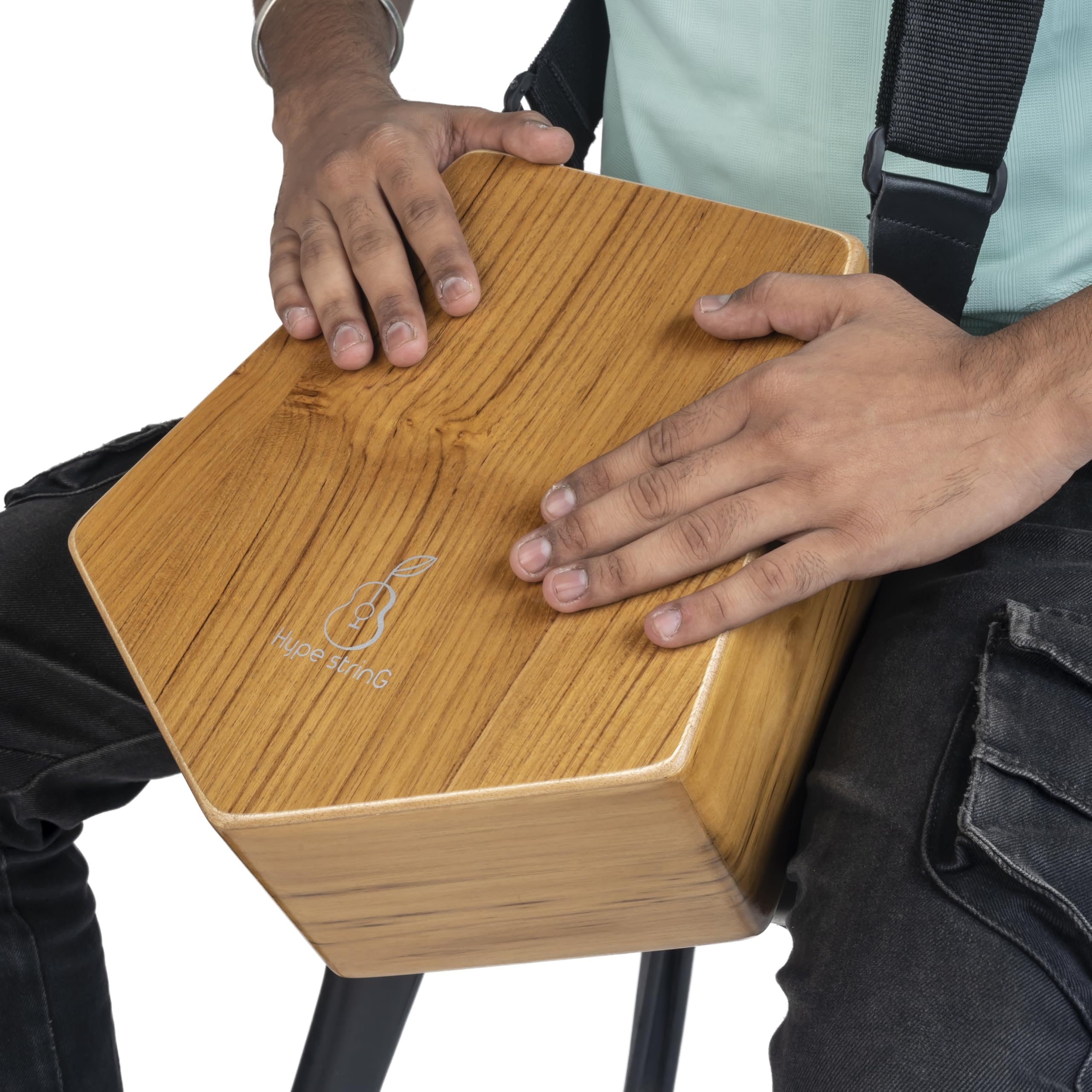Hype String Mini Travel (Double-Sided) Cajon || Made of Solid Teak Wood With Cover Bag and Strap - Image 7 thumbnail