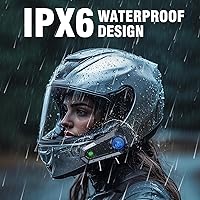 Vista 6 de Casco de motocicleta con Bluetooth, casco de motocicleta Bluetooth con 2 tipos de micrófonos, intercomunicador, llamadas manos libres, música