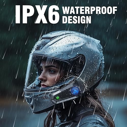 Miniatura 6 de Casco de motocicleta con Bluetooth, casco de motocicleta Bluetooth con 2 tipos de micrófonos, intercomunicador, llamadas manos libres, música,