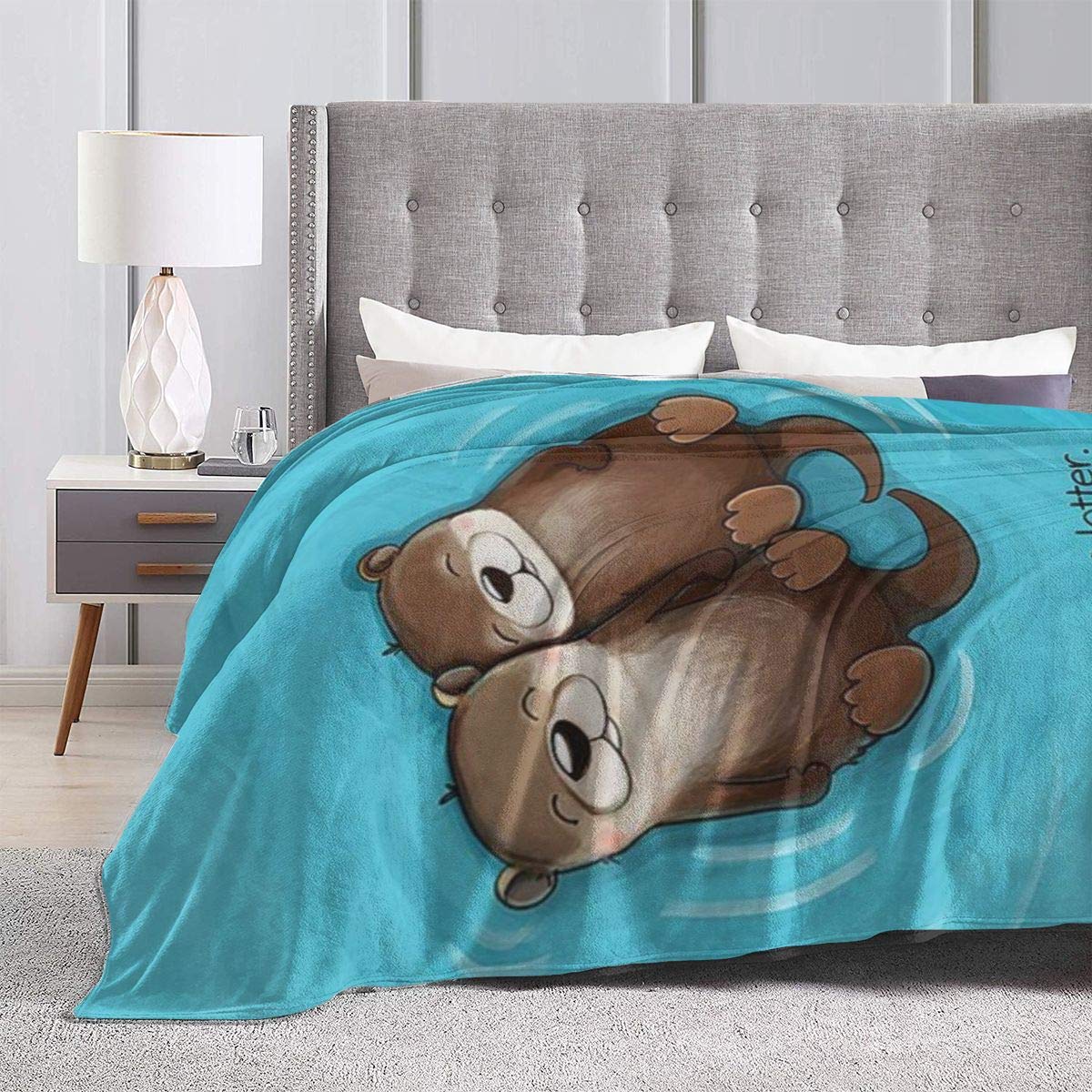 Coperta In Flanella Con Lontra 152x127 Cm – Regalo Per Fidanzata, Compleanno O Natale – Morbida E Ispirante