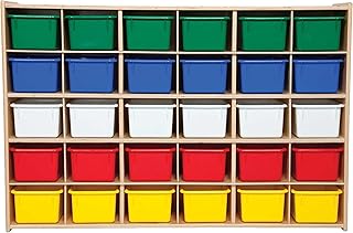 Contender Birch Storage Cabinet With 30 Assorted Pastel Trays, Organization For Small Toys, personal Supplies, For Day care, Montessori, Classroom [Fully Assembled]