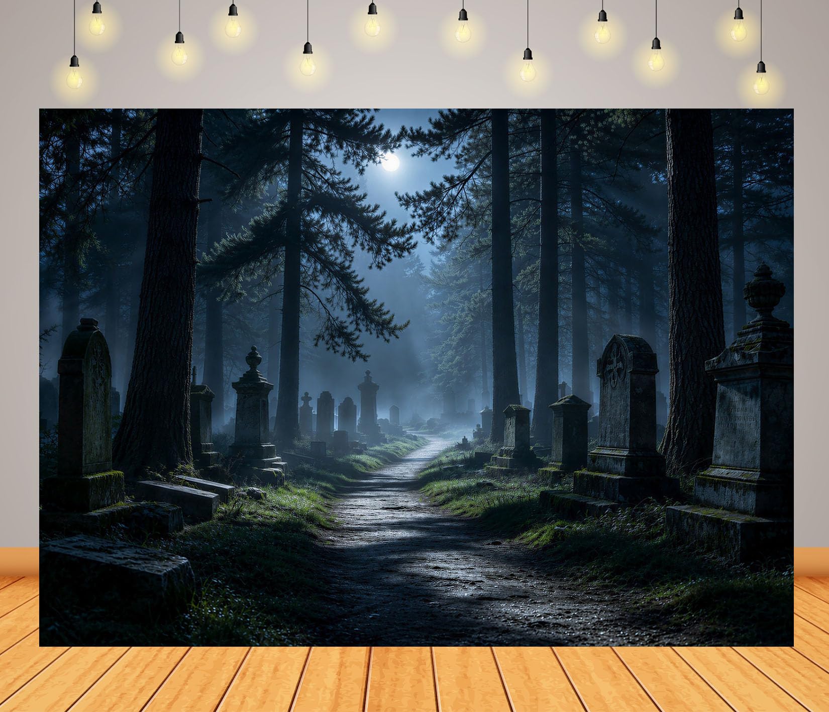 17x10FT (5.2x3m) Sentiero Cimitero Nel Bosco Sfondo Fotografico