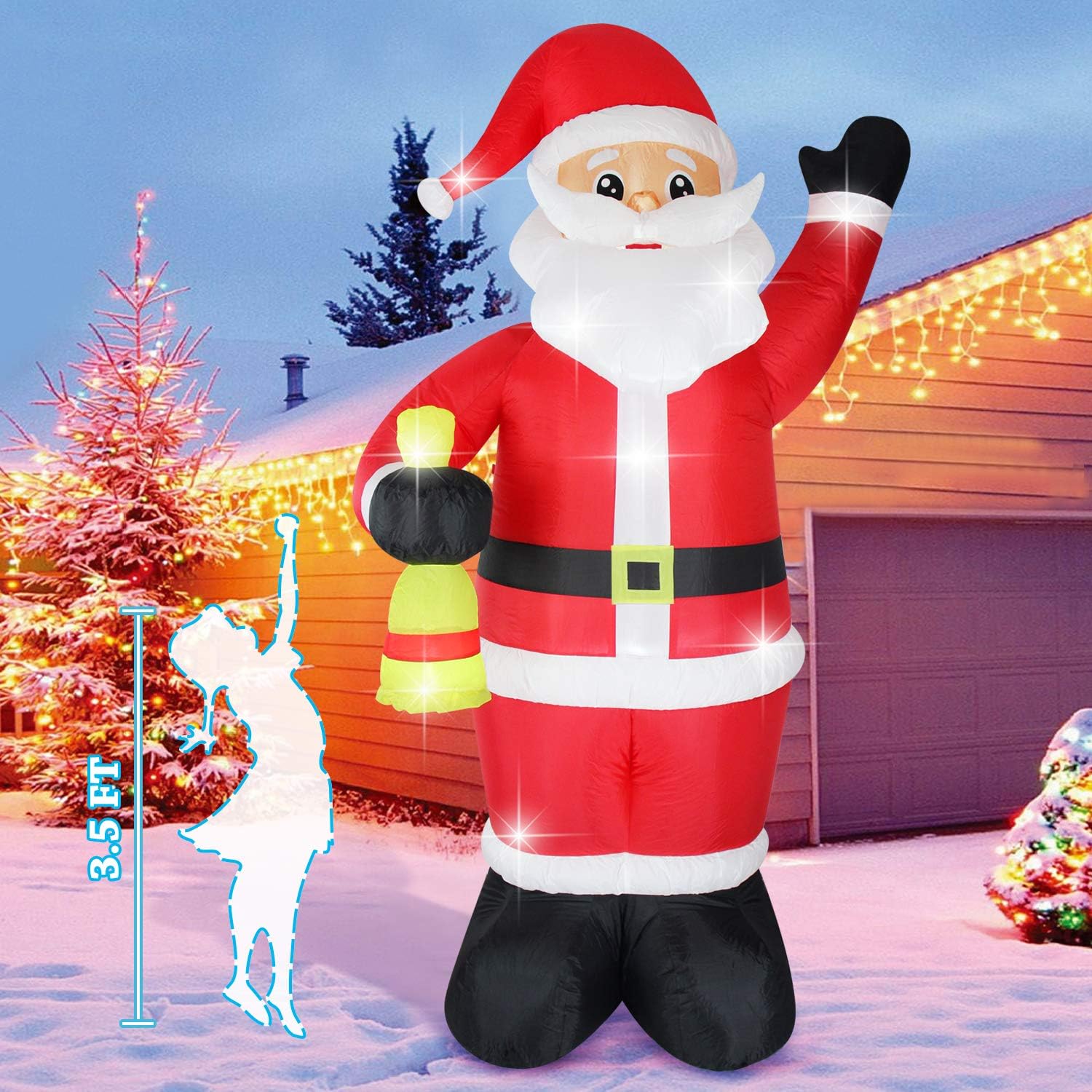Fanshunlite Christmas Inflatable 8FT Santa Claus Lighted Blow-Up Yard Party Decoration for Xmas Inflatable Outdoor Indoor Home Garden Family Prop Yard