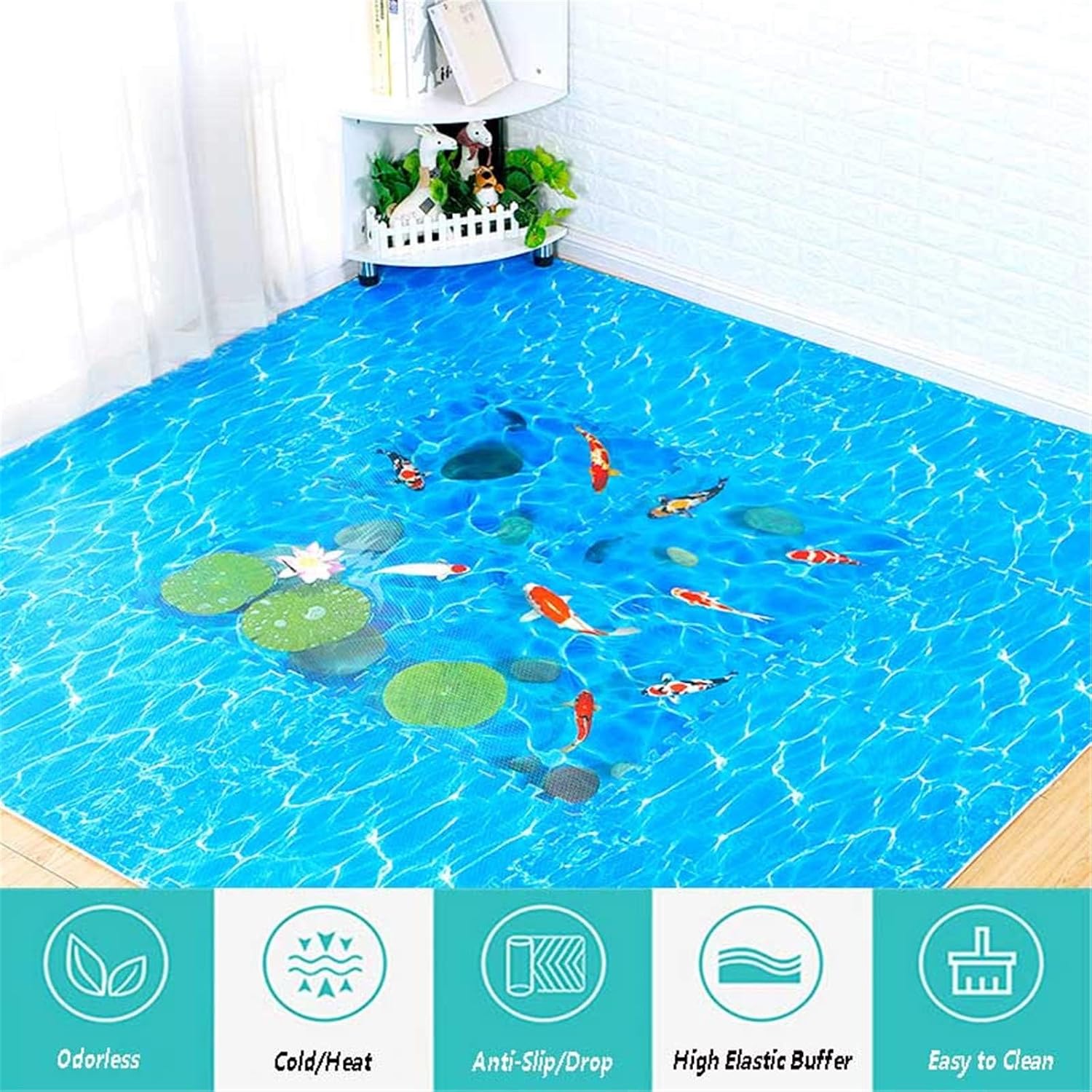 Interlocking Foam Play Mat, Soft EVA Puzzle Floor Tiles with Edgings, for Gyms Indoor Outdoor Activity Center(Blue30*30 * 1cm,20p)