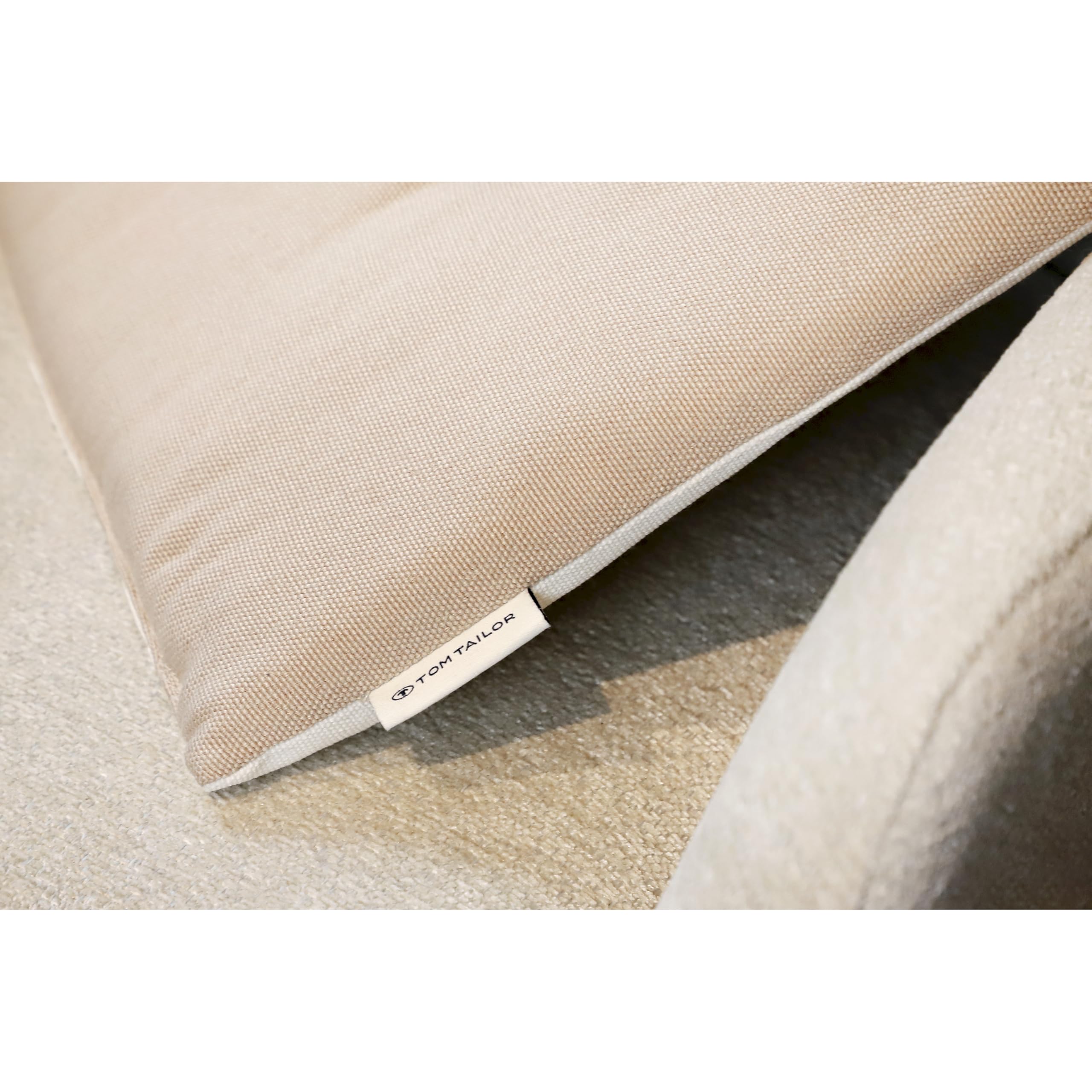 TOM TAILOR NEU! Sitzkissen Stuhl 4er Set - gemütliche Stuhlkissen 40x40 cm in Beige - Sitzauflage waschbar für Esszimmer, Bürostuhl, Bank, Boden & Gartenmöbel - Oeko Tex Zertifiziert