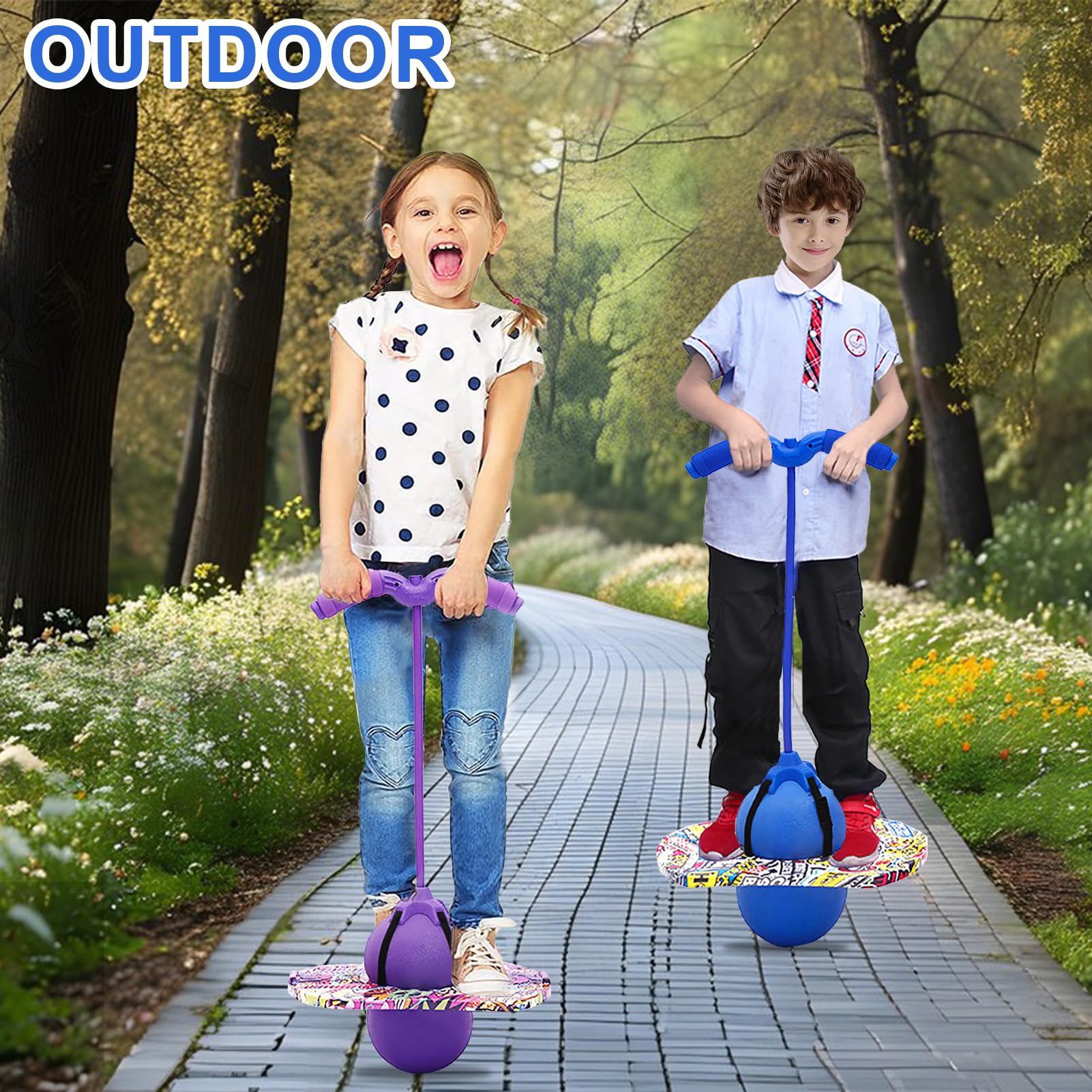 Pogo Ball con Maniglie,100KG Equilibrato e Coordinato Rimbalzare Pogo,Le Maniglie Sono Regolabili Equipaggiato per i Bambini e Gli Adulti per Allenare Le Abilità di Equilibrio (Blu)