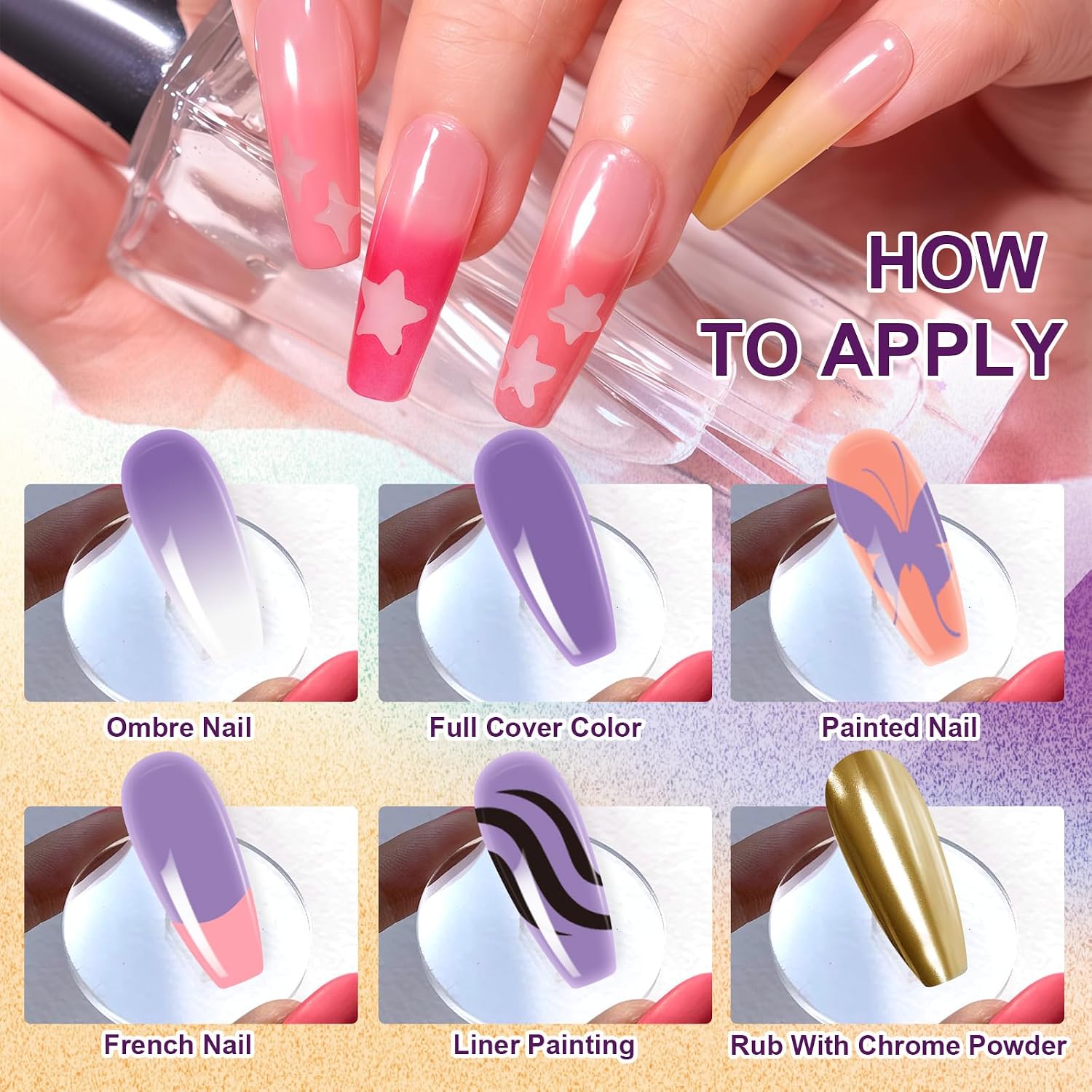 Gradient Gel Nail Set,16 Bright Color for Ombre Nail Polish Platte Kit with 14* Nail Art Tools, Summer Pat Painting Gel French Nail Manicure No-wipe Soak of UV DIY Art Home Salon