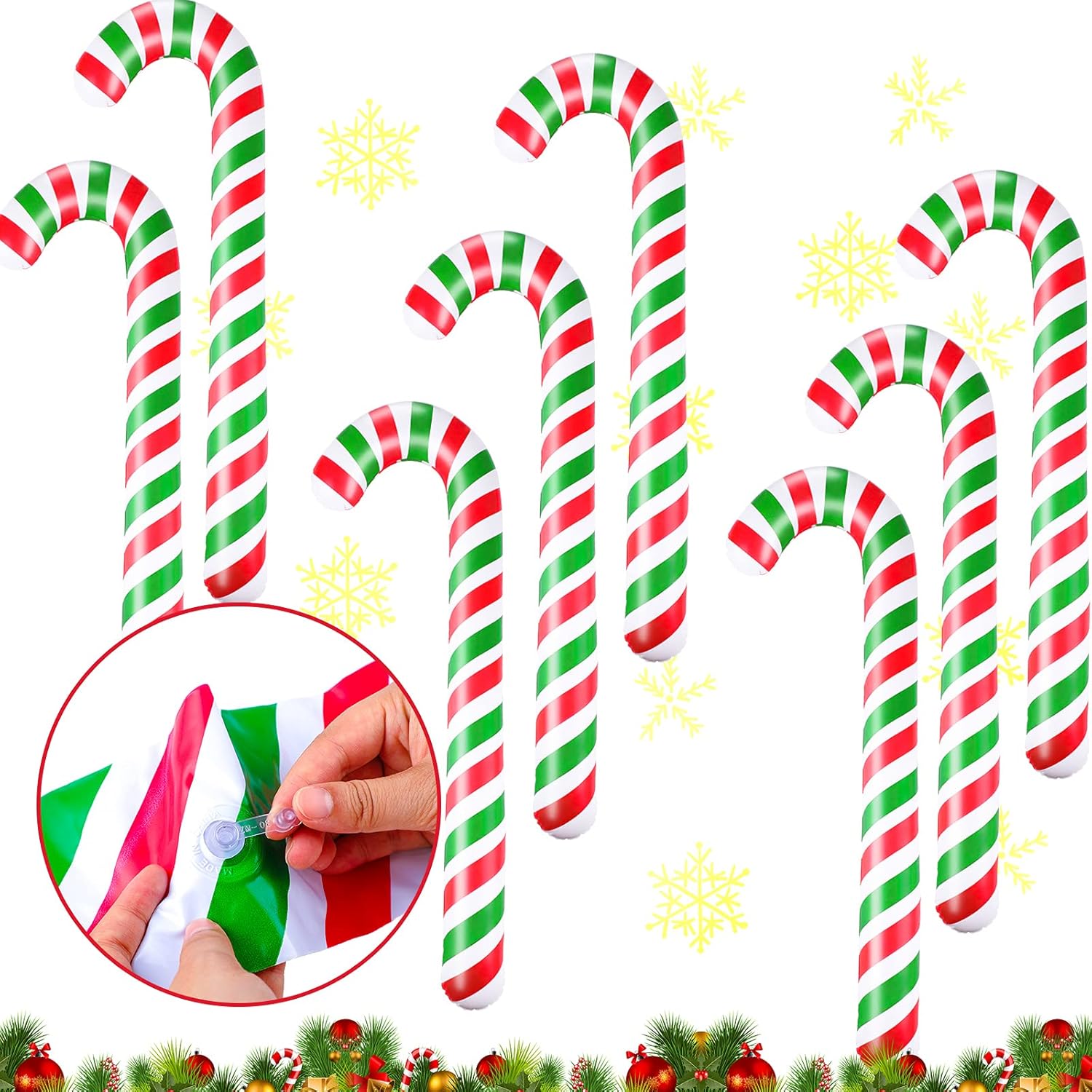 8 Pieces Inflatable Candy Canes Christmas Canes Balloons