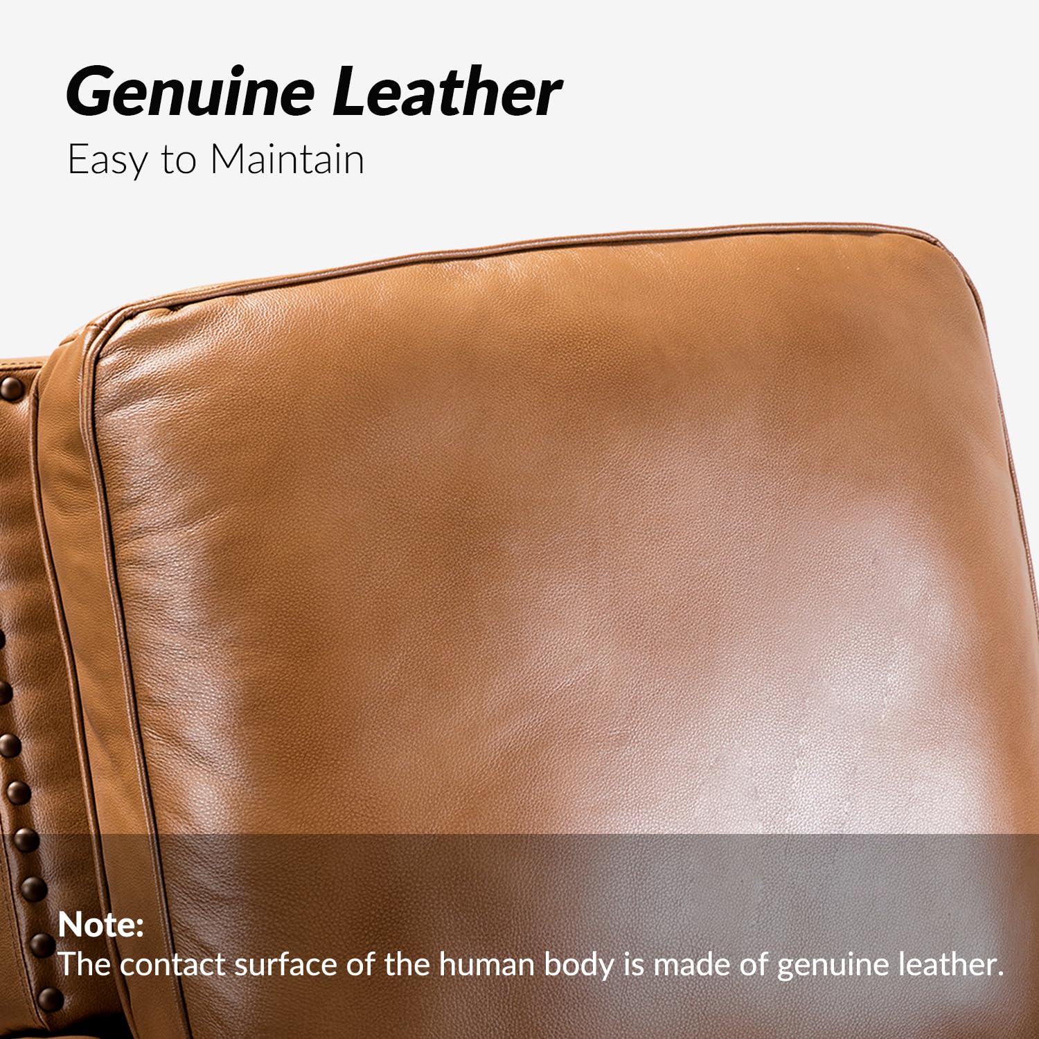 Best Modern Leather Recliner Picks for 2026 2 HULALA HOME Genuine Leather Manual Recliner with Solid Wood Legs, Camel — product photo