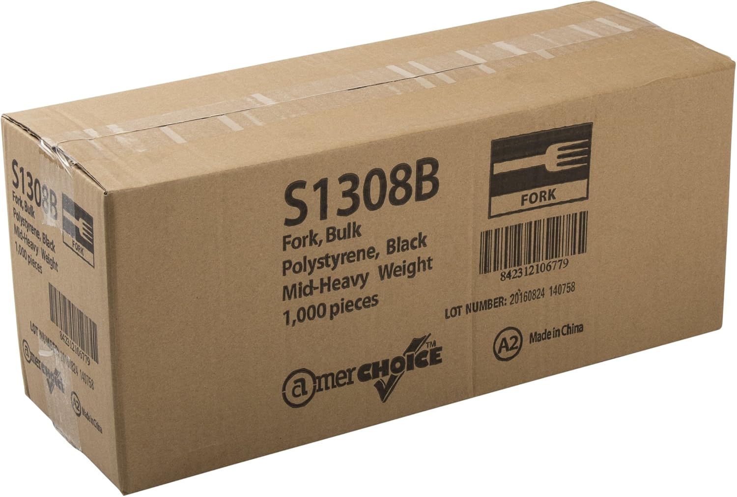 AmerCareRoyal Medium-Heavy Weight Unwrapped Disposable Polystyrene Plastic Forks for Restaurants and Catering, Black, Pack of 1000