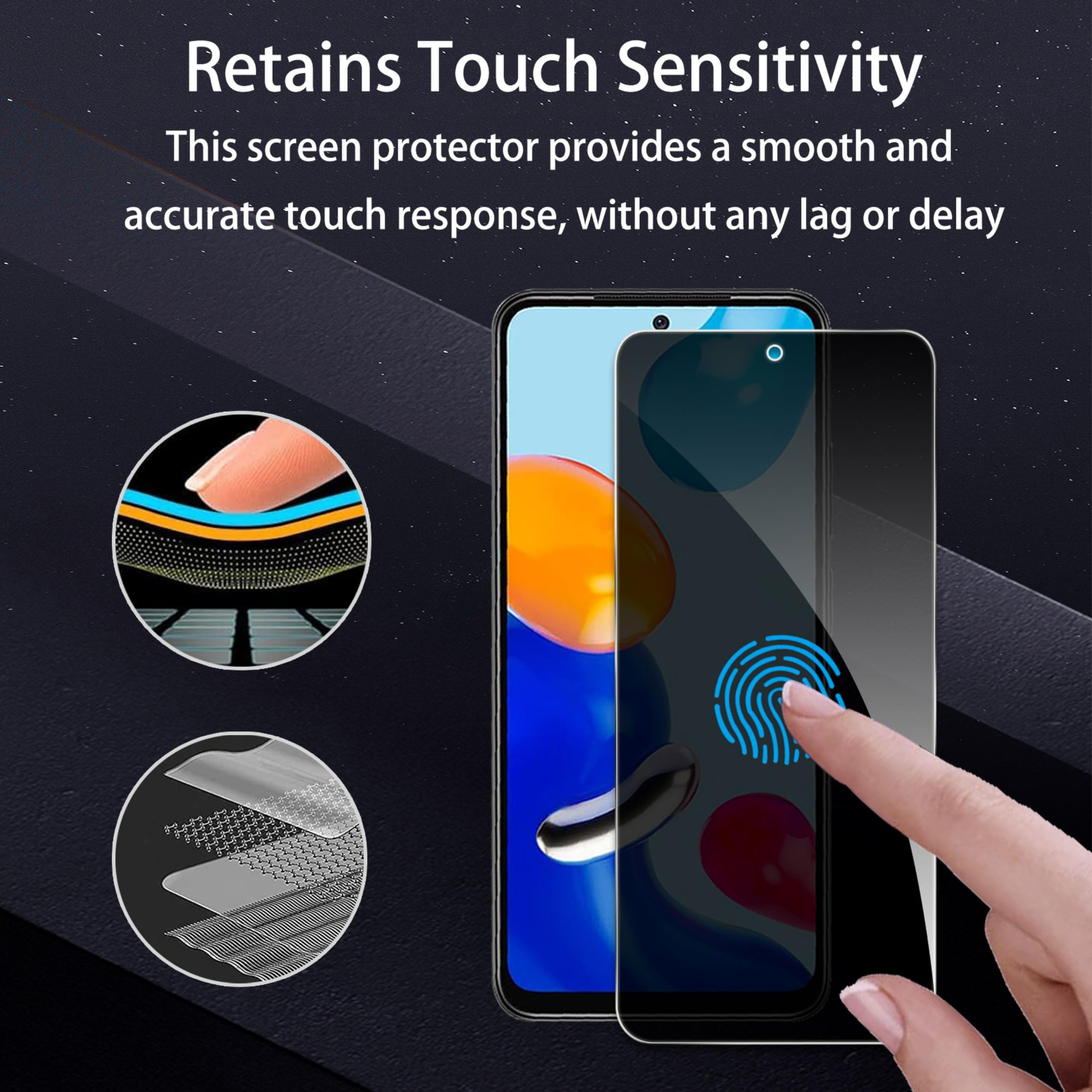 GXAYZ [2 Pezzi] Anti-Peeping Vetro Temperato Privacy Pellicola Protettiva per Xiaomi Redmi Note 11/11S, TemperedGlass Privacy Proteggi schermo