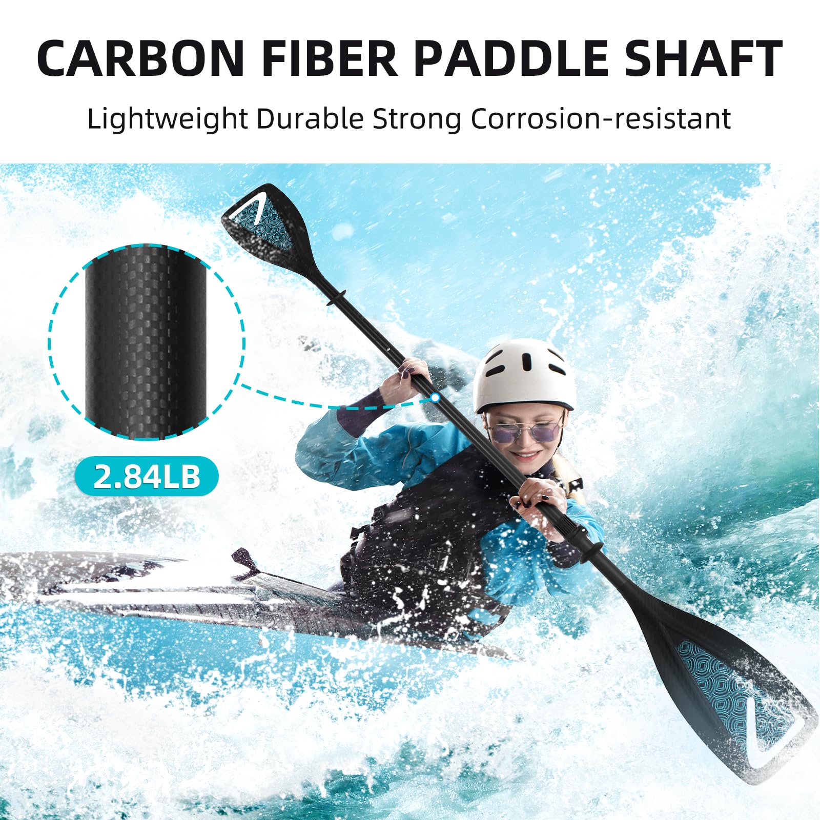 LEDONNE Carbon SUP Paddle 4 Piece Adjustable Kayak Paddle Stand up Paddleboard Paddles with Lightweight Carbon Shaft and 2 Nylon Blades, Black