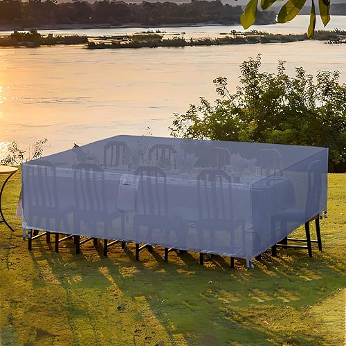 Miniatura 7 de Fundas rectangulares impermeables para muebles de patio, de 108 x 82 x 23 pulgadas, tela Oxford 600d, cubierta exterior extra grande para mesa