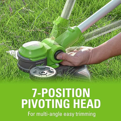 Miniatura 10 de Greenworks Kit combinado de recortadorabordeadora y soplador de hojas inalámbrico de 24 V y 12 pulgadas + 3 carretes adicionales, batería de 2.0 Ah