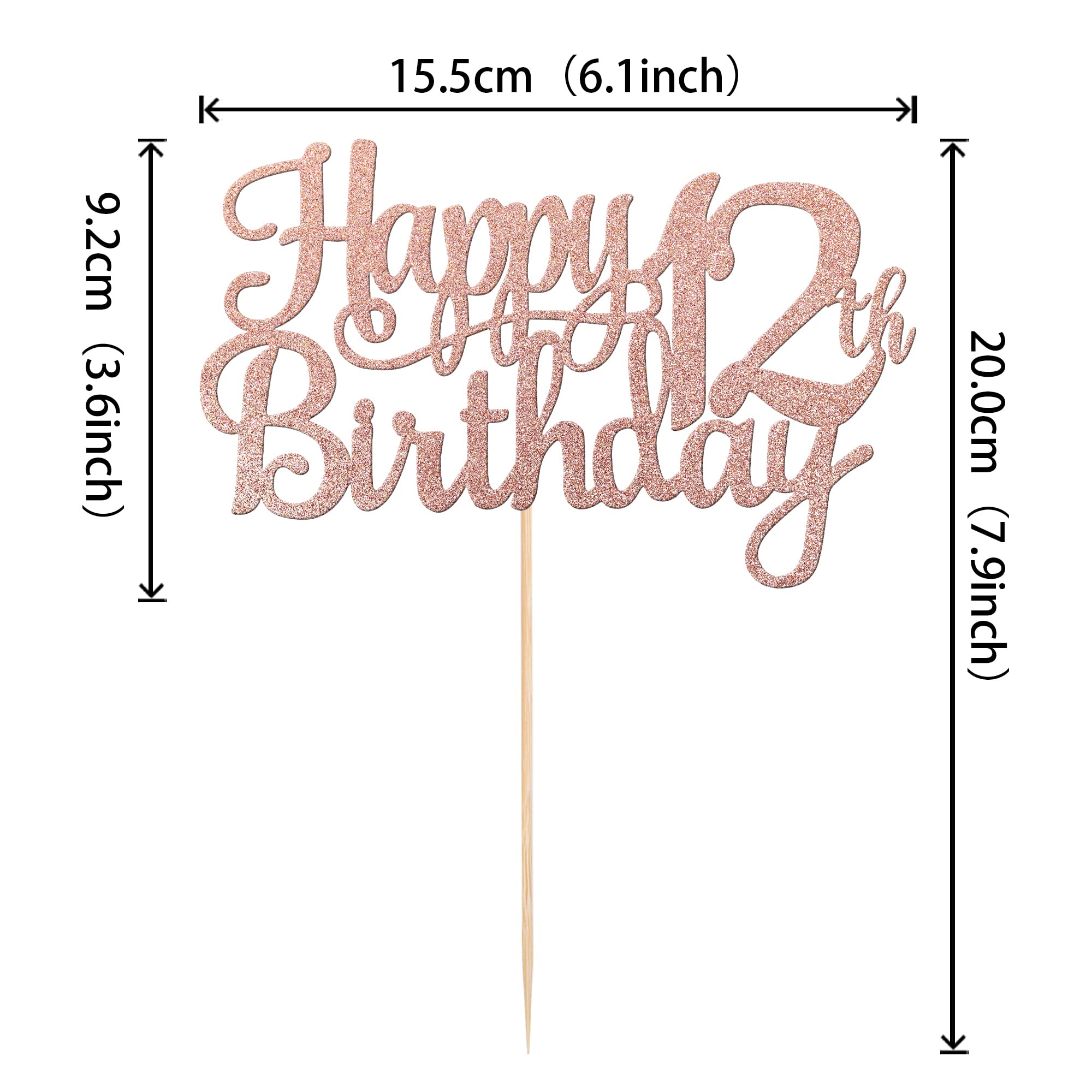 1 PCS Happy 12th Birthday Cake Topper Glitter Cheers to 12 Years Birthday Cake Pick 12 Fabulous Cake Decoration for Happy 13th Birthday Theme Party Decorations Supplies Rose Gold 1