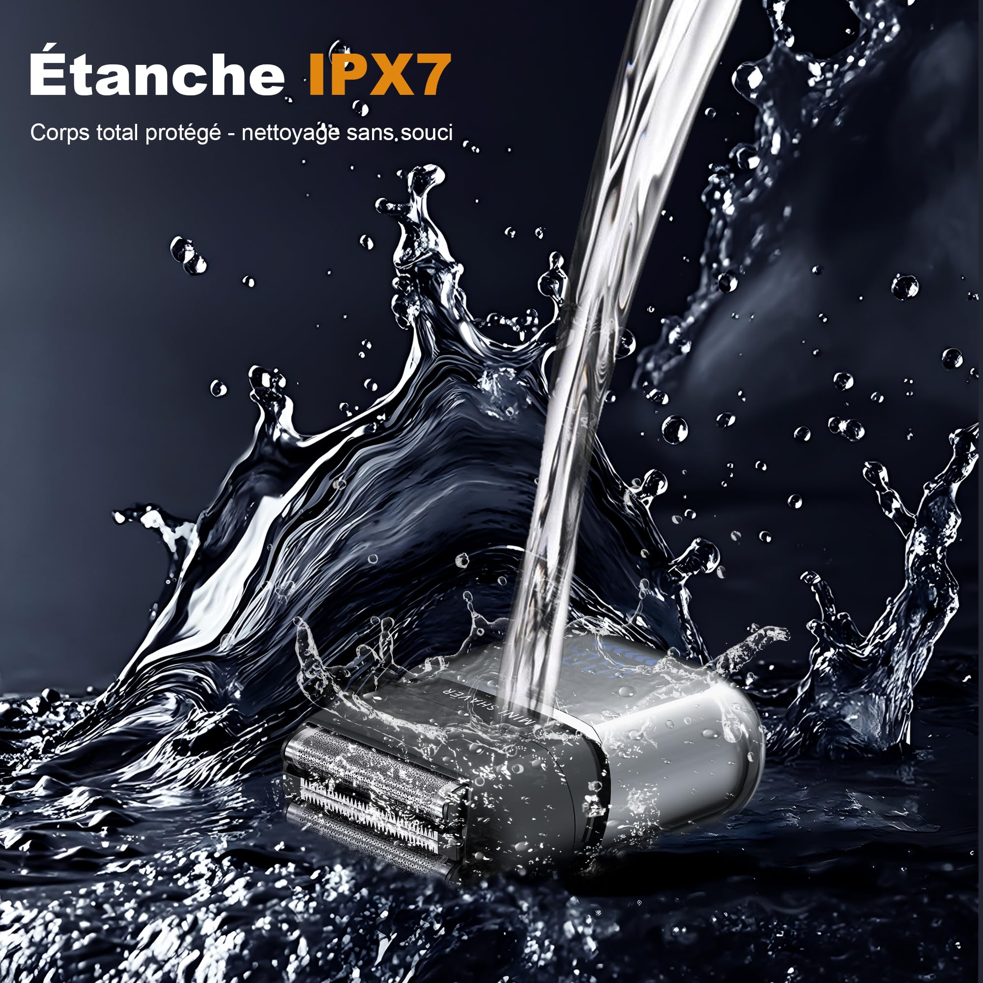 Mini Rasoir Électriques pour Hommes avec Affichage LED, Rasoir Électrique Étanche IPX7, Mini Rasoir Portable Silencieux et Lavable, Rasoir Homme