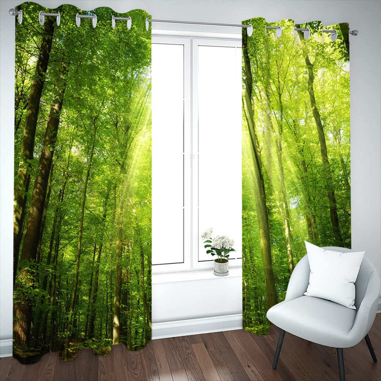 Amazon｜カーテン 幅100 x 丈200 cm x 2枚入 グリーン＆フォレスト 1級