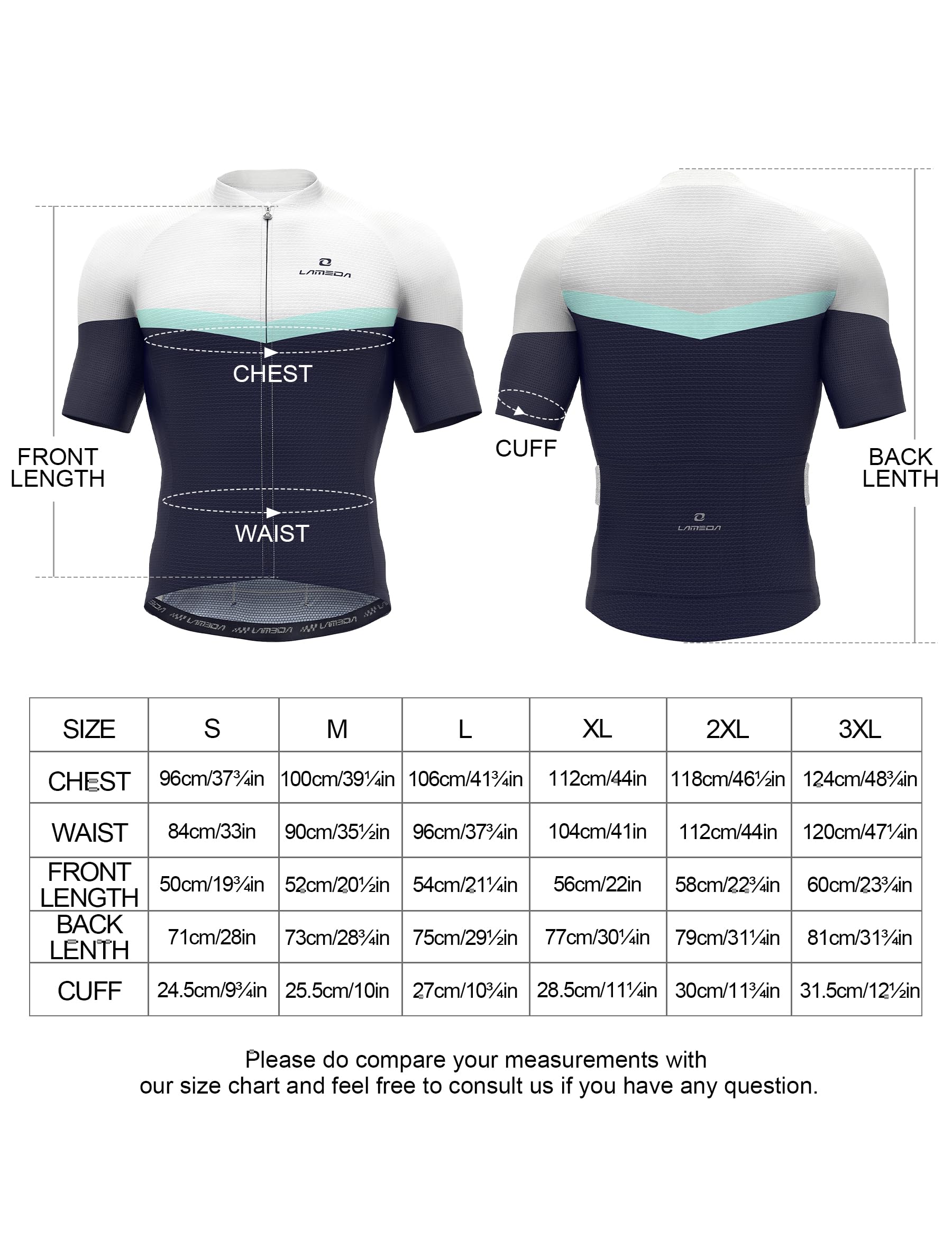 LAMEDA Maillots de Cyclisme d'été Homme Manches Courtes Respirant VTT Vêtements Léger et à Séchage Rapide Confortable Élastique Multi - Poches Multicolore