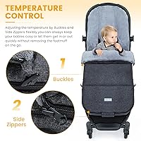 Vista 3 de Orzbow Saco Abrigado Universal, Saco de Dormir para Cochecito Clima Frío, Cubrepiés Impermeable para Niños Pequeños (Negro)