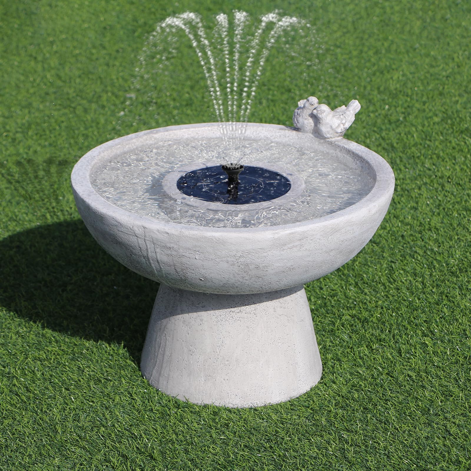 Solar Birdbath Pedestal Fountain Resin Outdoor Water Fountains with Bubbler Spray for Garden,Patio, Balcony, Energy-Efficient Pump with 6 Adjustable