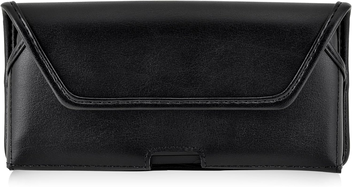 Turtleback Holster Made for Samsung Galaxy S8 with OB Commuter Case Black Belt Case Leather Pouch with Executive Belt Clip Horizontal