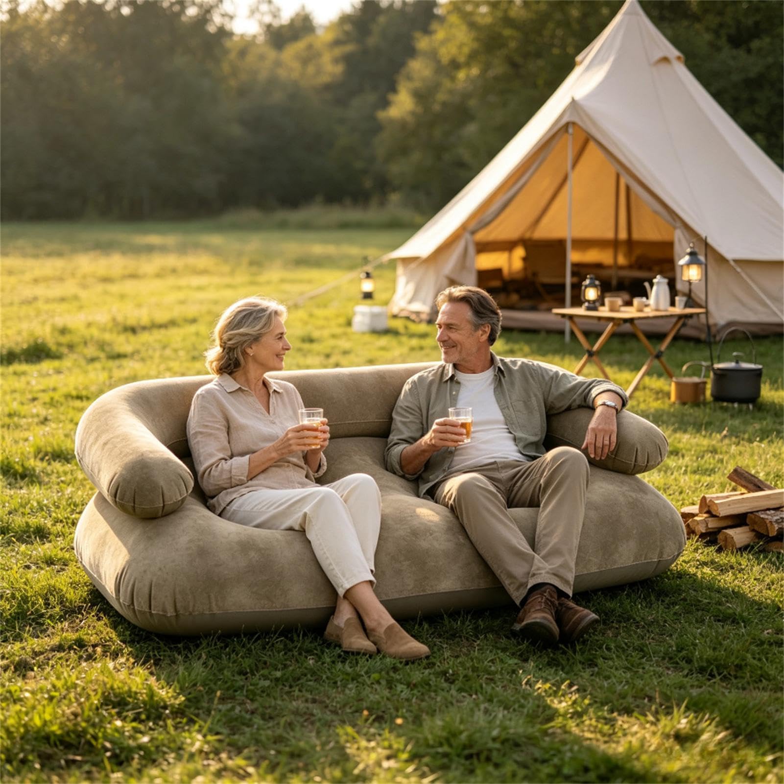 Generisch Aufblasbare Couch beim Camping Mit Flockbeschichtung Komfortabel