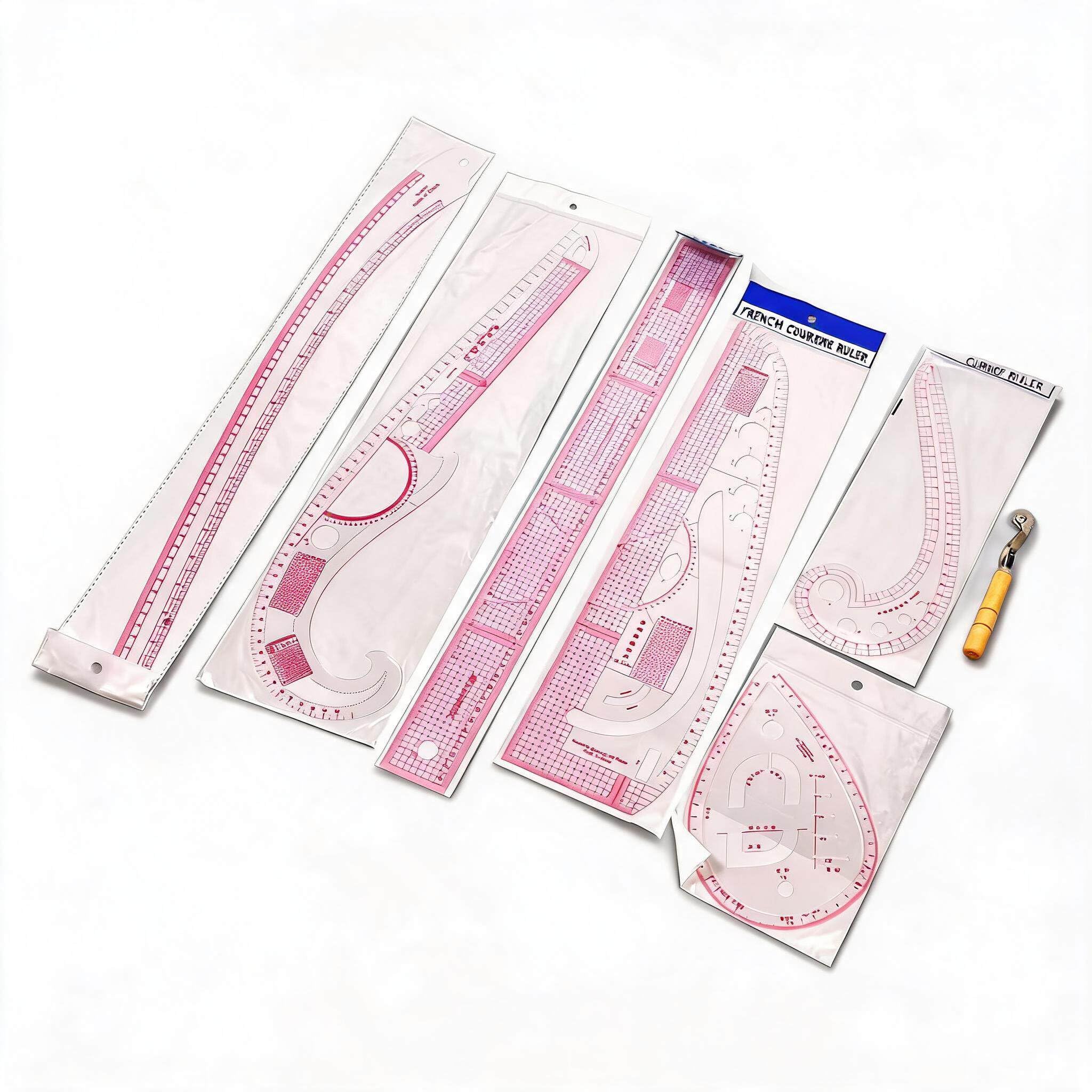 7 righelli da cucito per tagliare tessuti, Regle de Couture, modelli di cucito per principianti, strumenti completi ad alta precisione, set di righelli da cucito con scala