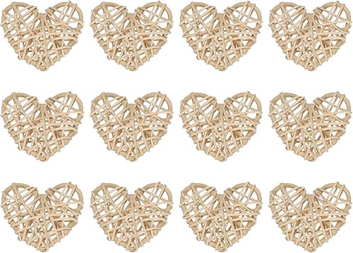 Miniatura 10 de MECCANIXITY 20 piezas de jarrón de ratán en forma de corazón, para decoración del día de San Valentín, boda, decoración del hogar, gris claro, 2.36