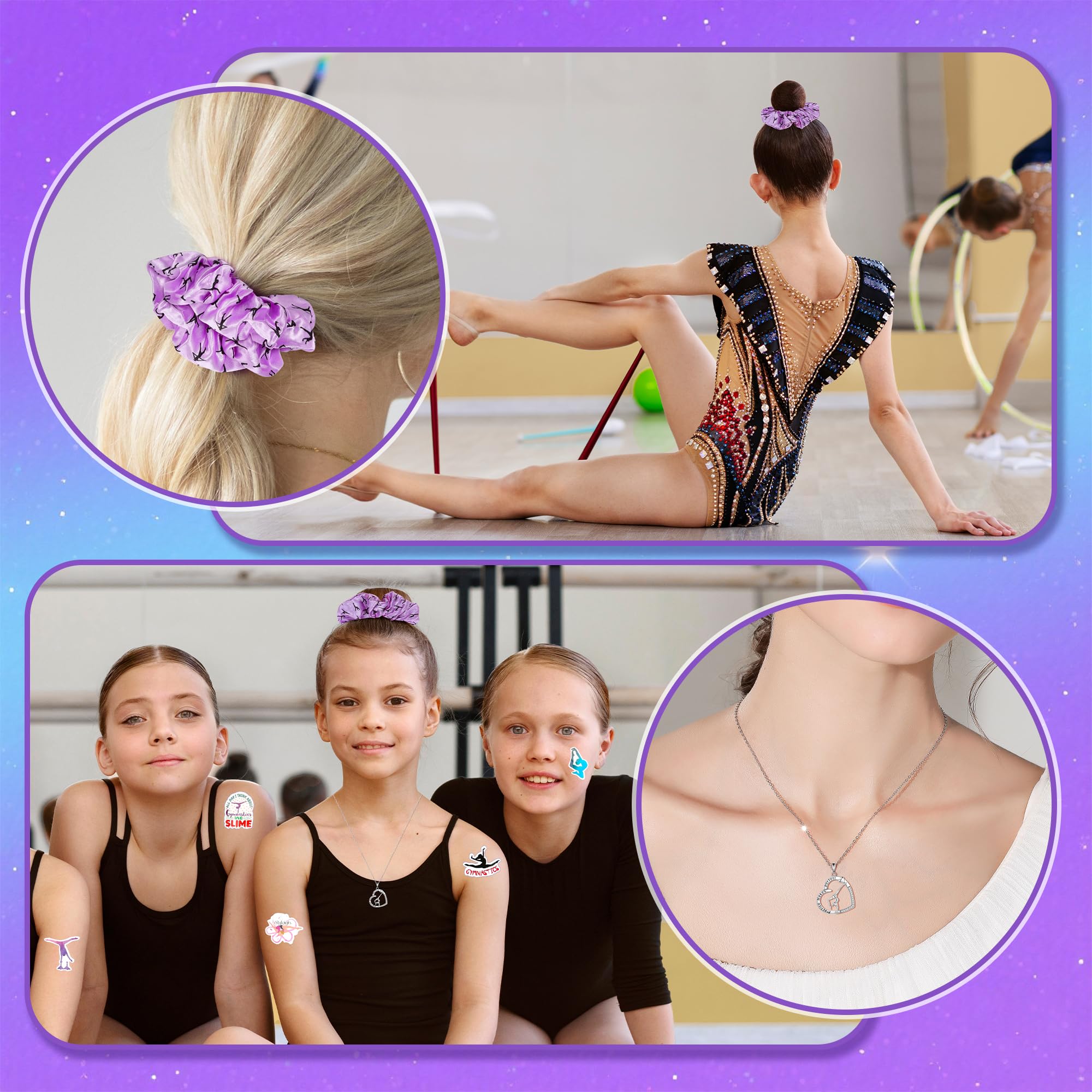 Gymnastics Gifts for Girls - Gymnastics Water Bottle, Cosmetic Bag, Necklace, Scrunchie, Socks, 50 Pcs Stickers - Gymnastics Party Favors for Girls, Birthday Gifts for Gymnastics Lovers