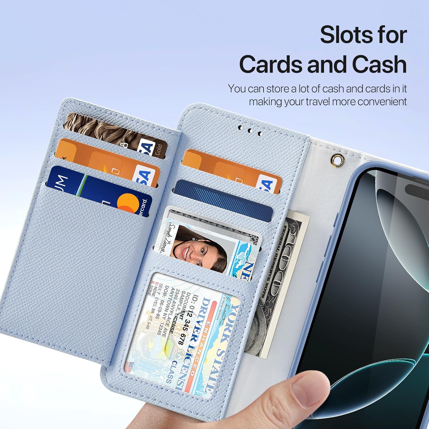 Compatible with iPhone 16 Pro max case Wallet, Detachable Wallet case with Card Holder, Multiple Slots, Hands-Free Convenience, Flip Folio Cover, RFID Blocking (Blue, iPhone 16 Pro Max)