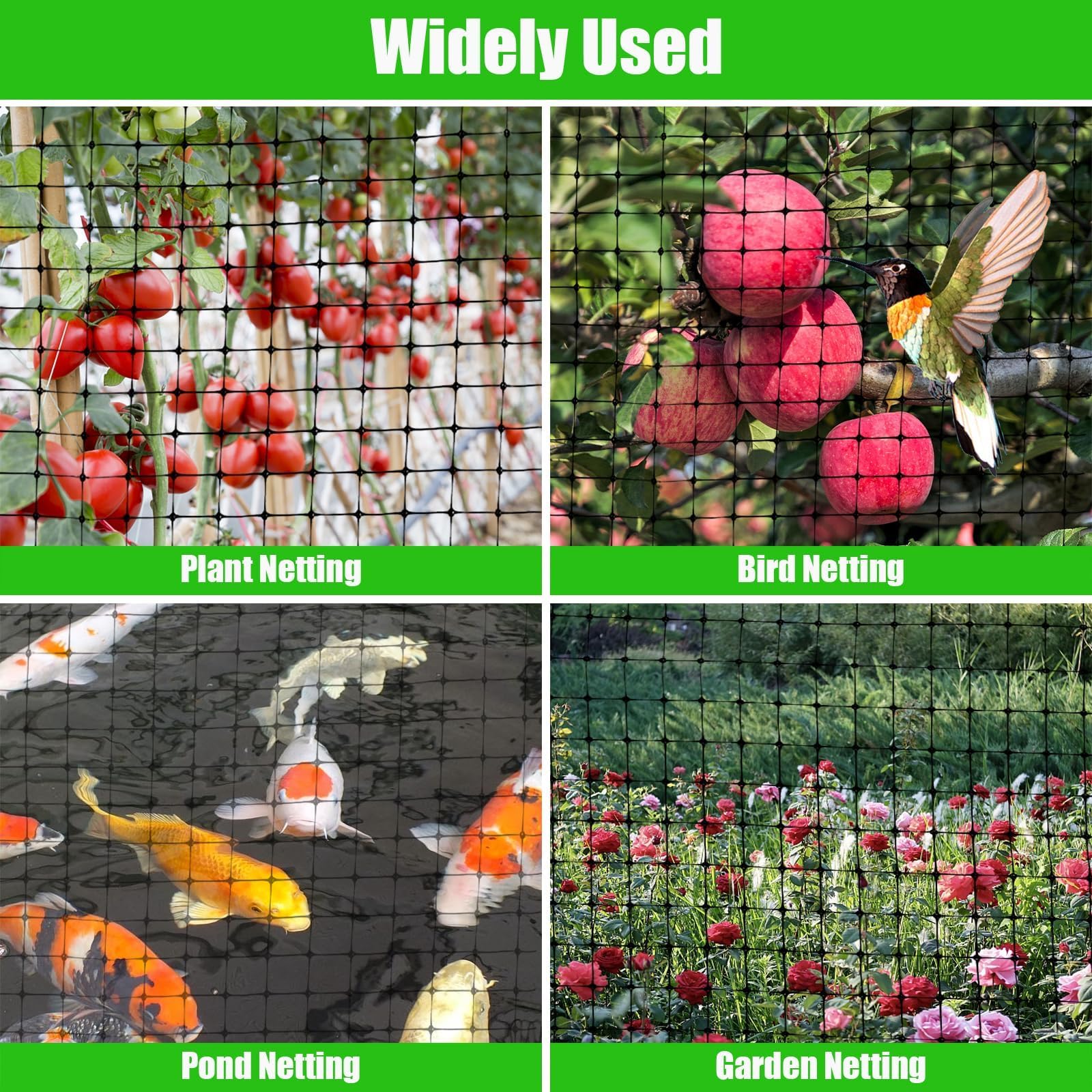Rete anti Uccelli, 4 X 10m Rete per Uccelli Protezione, Rete Antiuccelli con 50 Pezzi Fascette, Rete da Giardino Proteggere Ortaggi Frutti Fiori da Uccelli Animali Parassiti