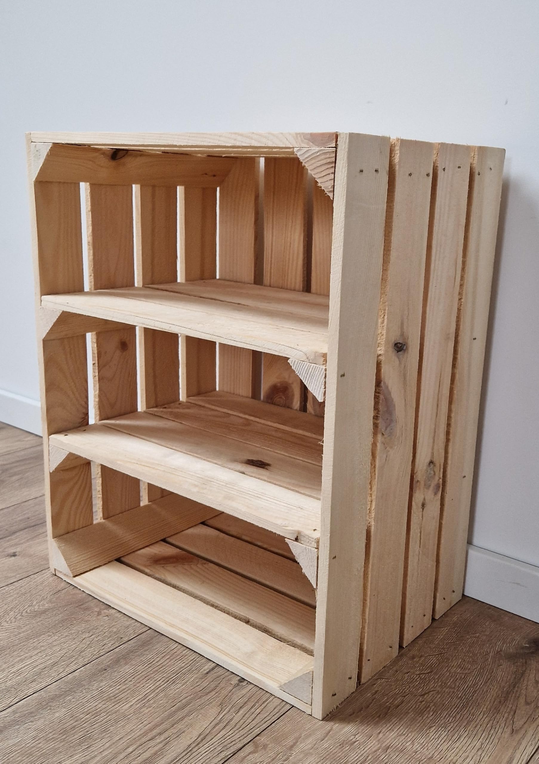 PYXIDAS Wooden Crates With Shelf, Rustic Boxes For Storage, Home Decor, Wedding Solution (1 Crate, Short natural)