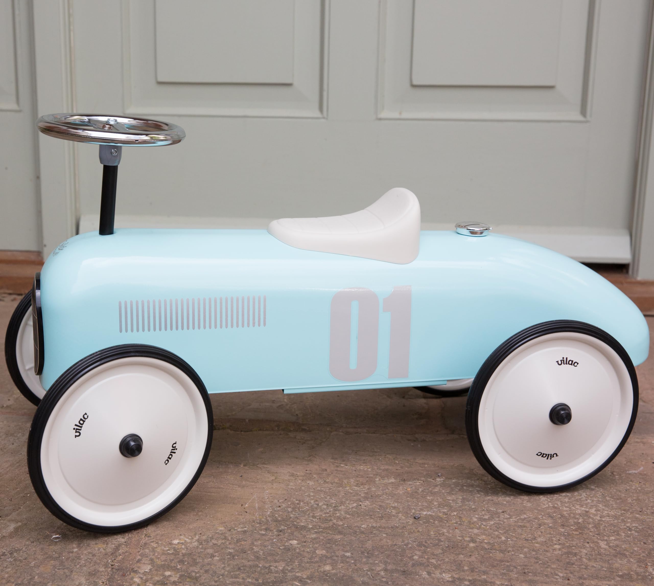 Vilac - Vintage Sky Blue metal carrier car - Develops your child's