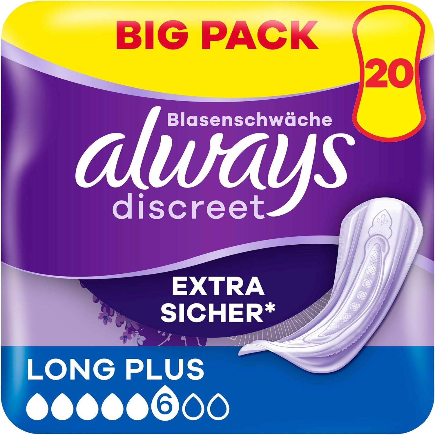 Always Discreet Incontinence Pads for Women Long Plus Pack of 20