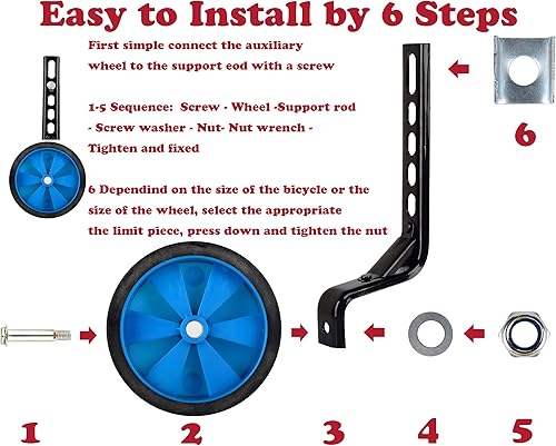 Miniatura 4 de Ruedas de entrenamiento de bicicleta para niños y niñas, versión más fuerte, kit de estabilizadores de bicicleta traseros resistentes para