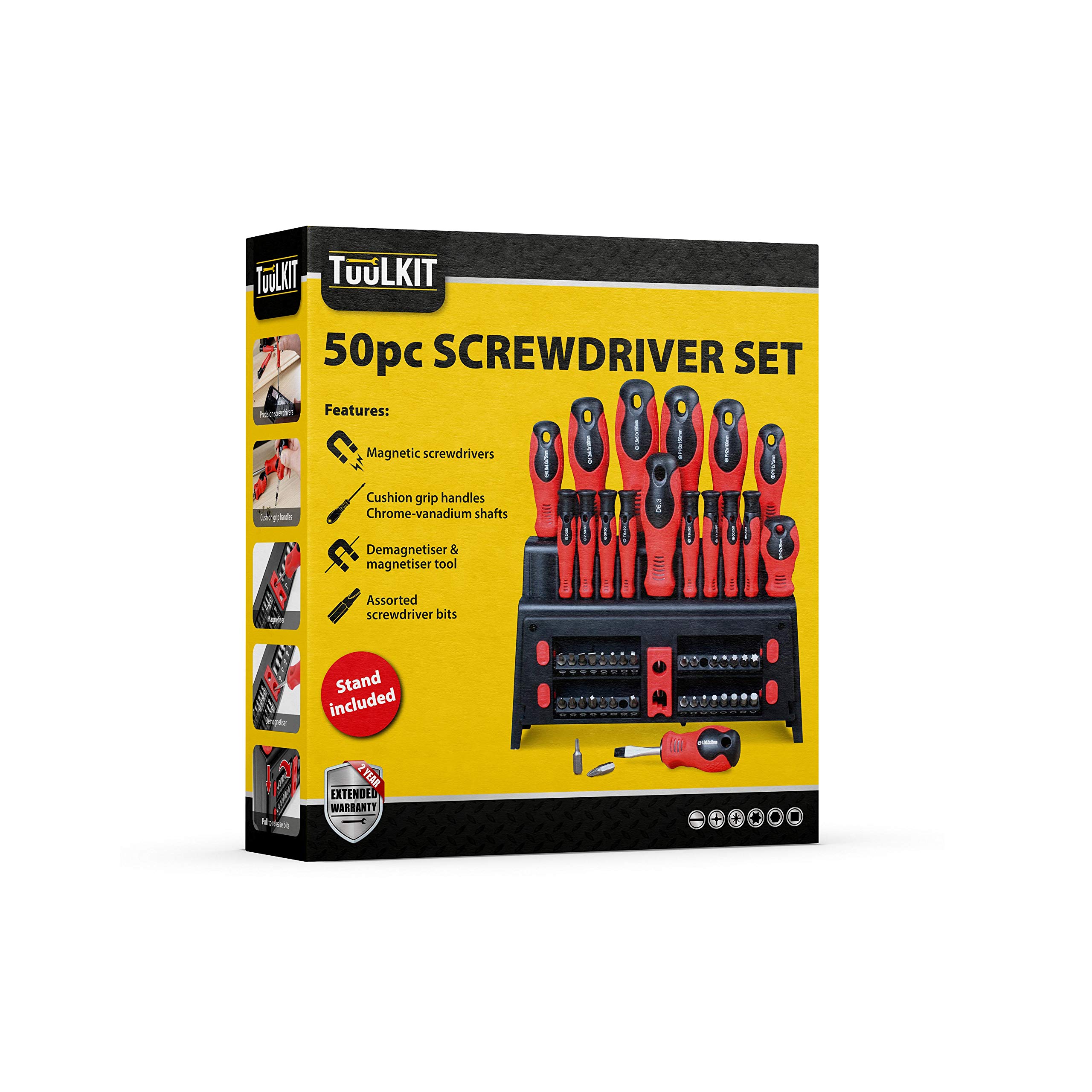 Tuulkit 50Pcs Screwdriver Set In Case | Magnetic Screwdrivers Sets | Crossheads Slot-Heads And Precision | Magnetised Chrome Vanadium Shafts | Multi-Bit