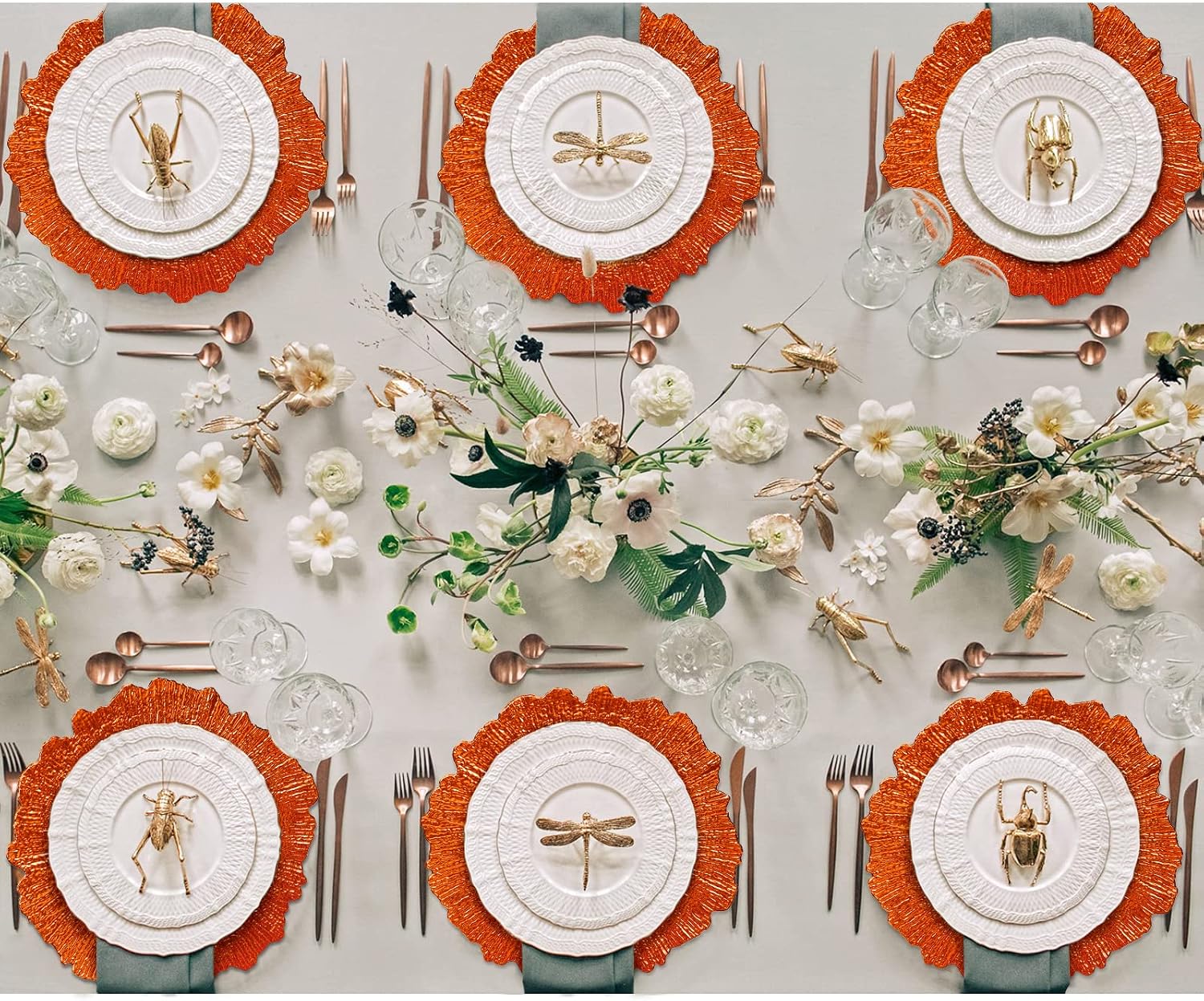 MAONAME Orange Charger Plates Set of 8, Reef Chargers for Dinner Plates