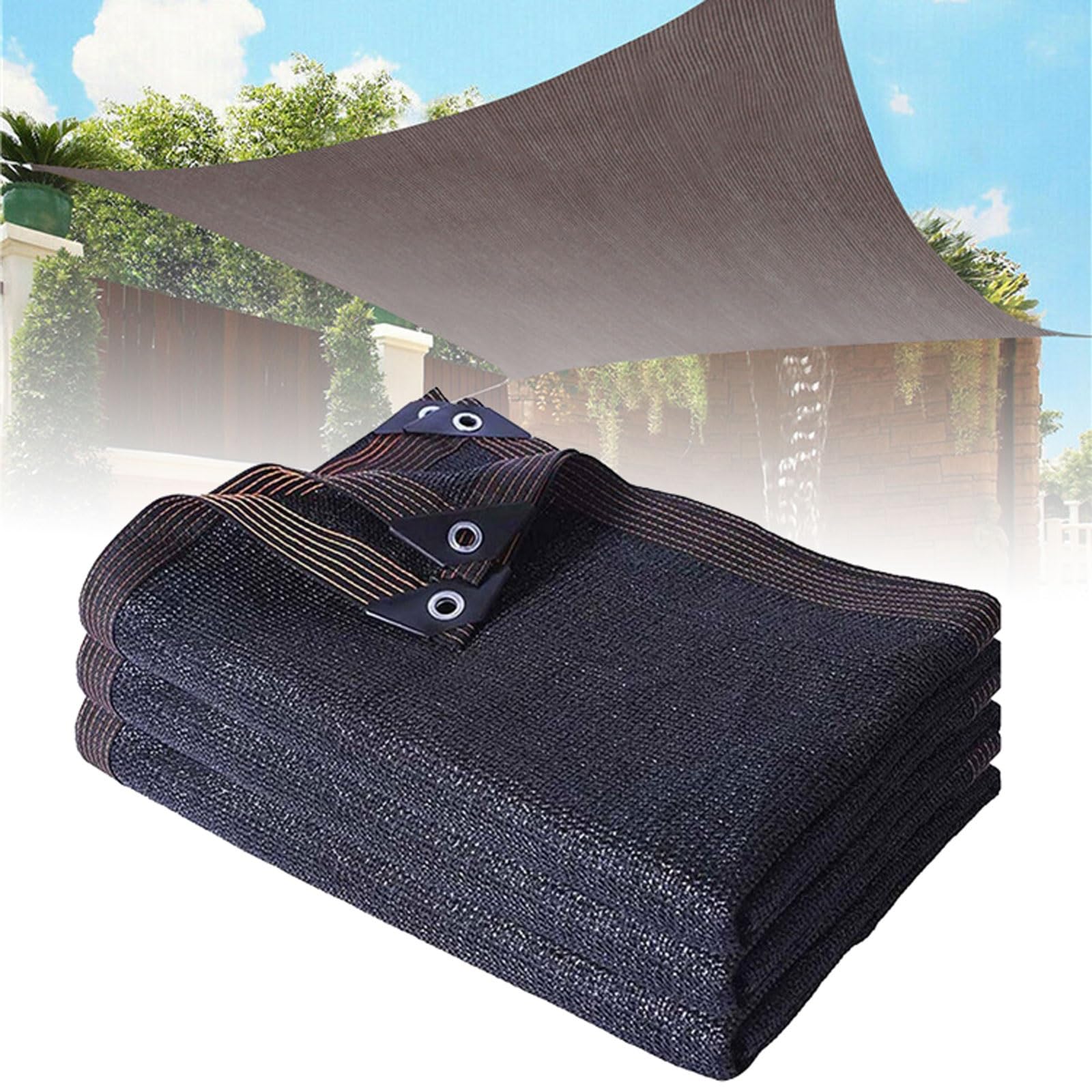 Filet noir respirant en maille 4x10m : protection solaire à œillets pour extérieur
