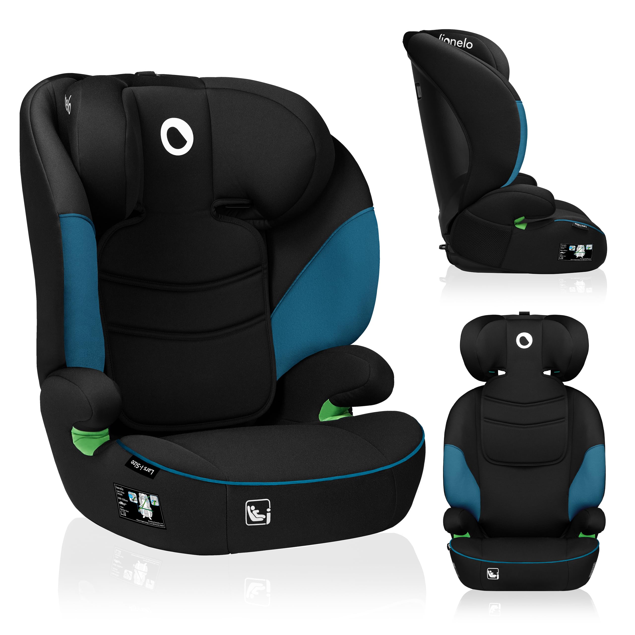 LIONELO LARS i-Size Kinderautositz 100–150 cm, Gruppe 2 3, Seitenschutz 10 Grad, Kopfstützenverstellung, bequeme Armlehnen, abnehmbare Rückenlehne