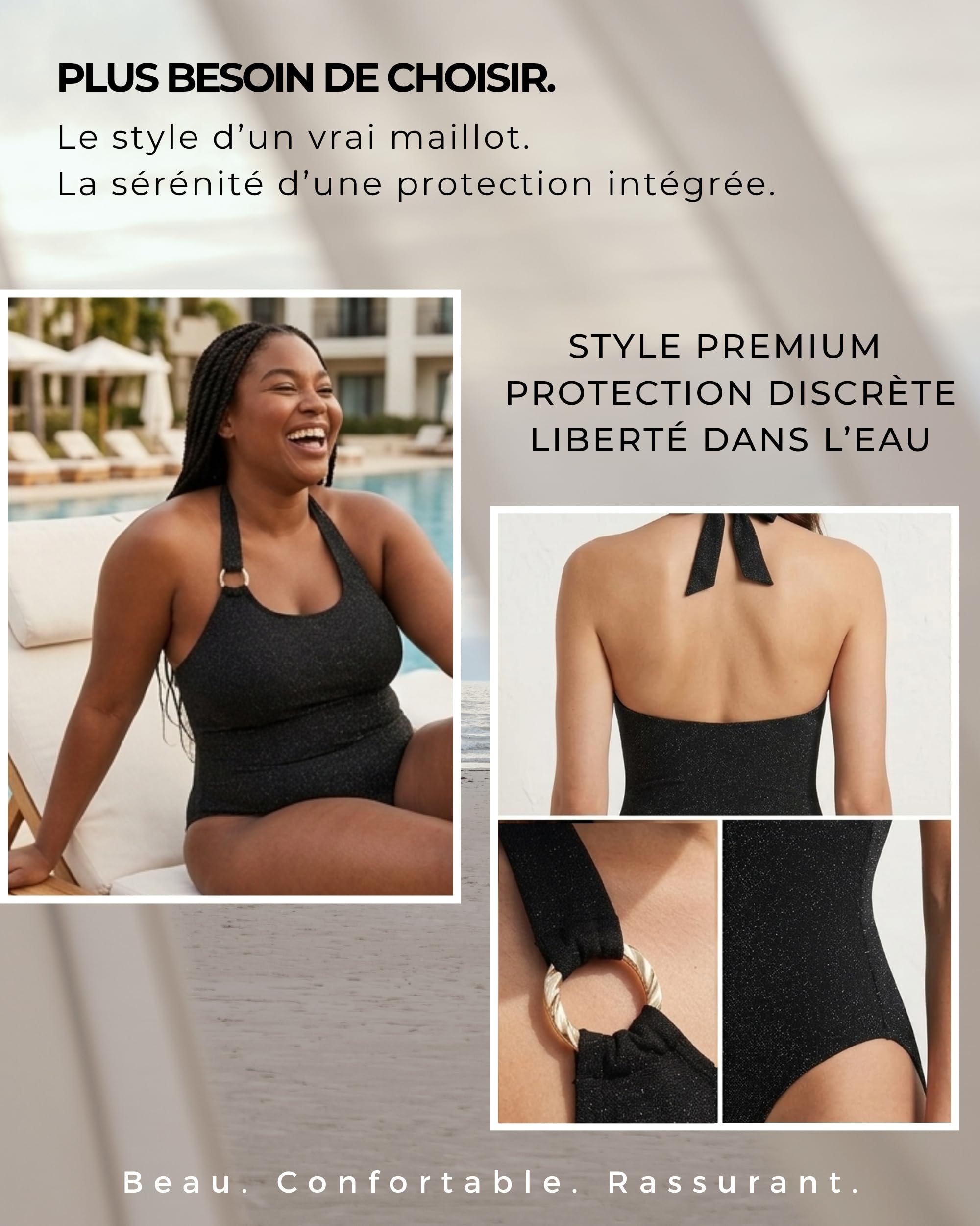Maillot de Bain Menstruel 1 Pièce Femme et Adolescente | Technologie AquaSecure | Flux Léger à Moyen | Protection Menstruelle Piscine, Mer, Natation | Anti-UV, Écologique & Oeko-TEX