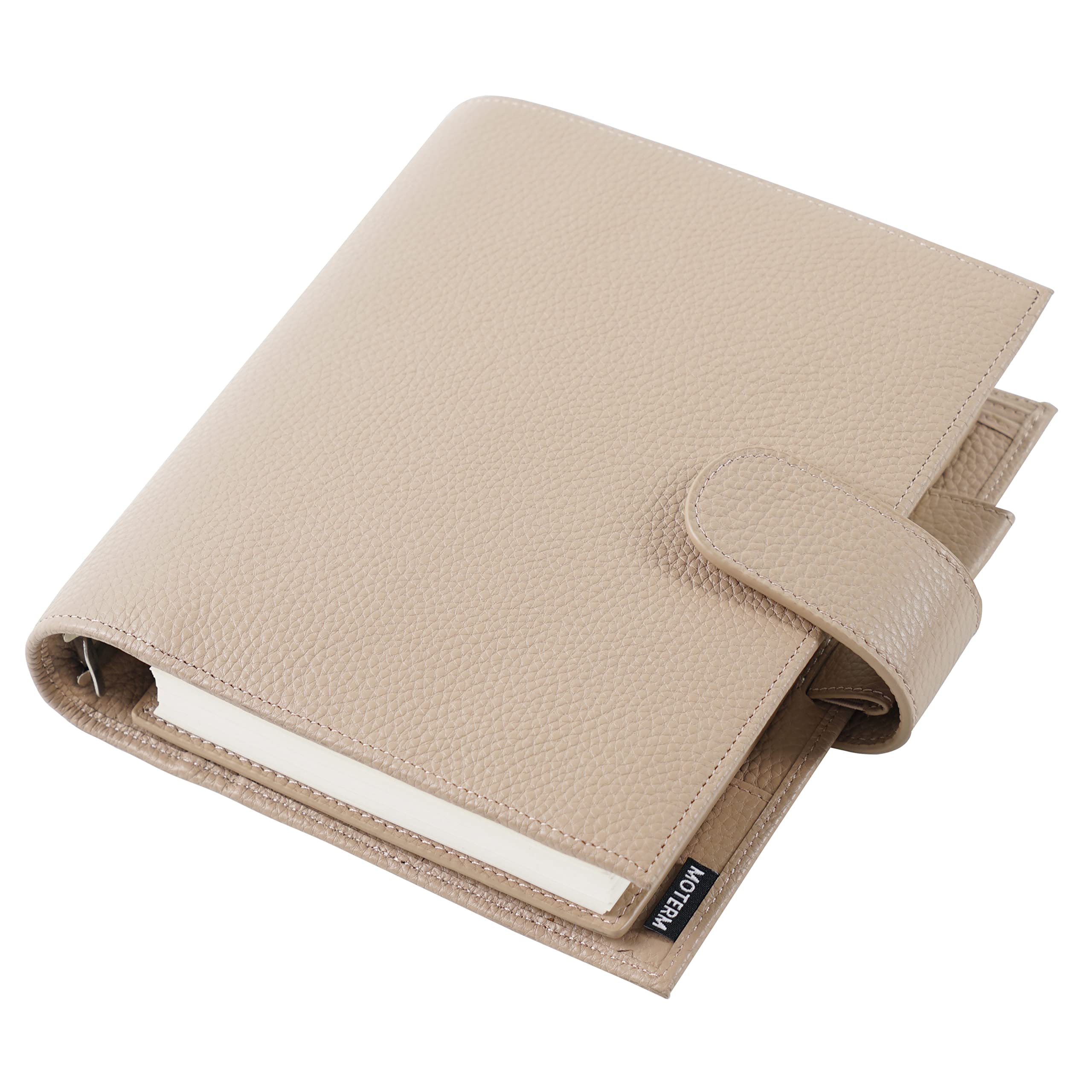 Moterm Personal-Wide Luxe Rings Planner - Genuine Leather Binder Organiser (30 mm Ring, Pebble Taupe)