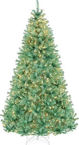 Miniatura 17 de Best Choice Products Árbol de Navidad azul bebé preiluminado de 6 pies, decoración navideña artificial completa con 947 puntas de rama, 250 luces
