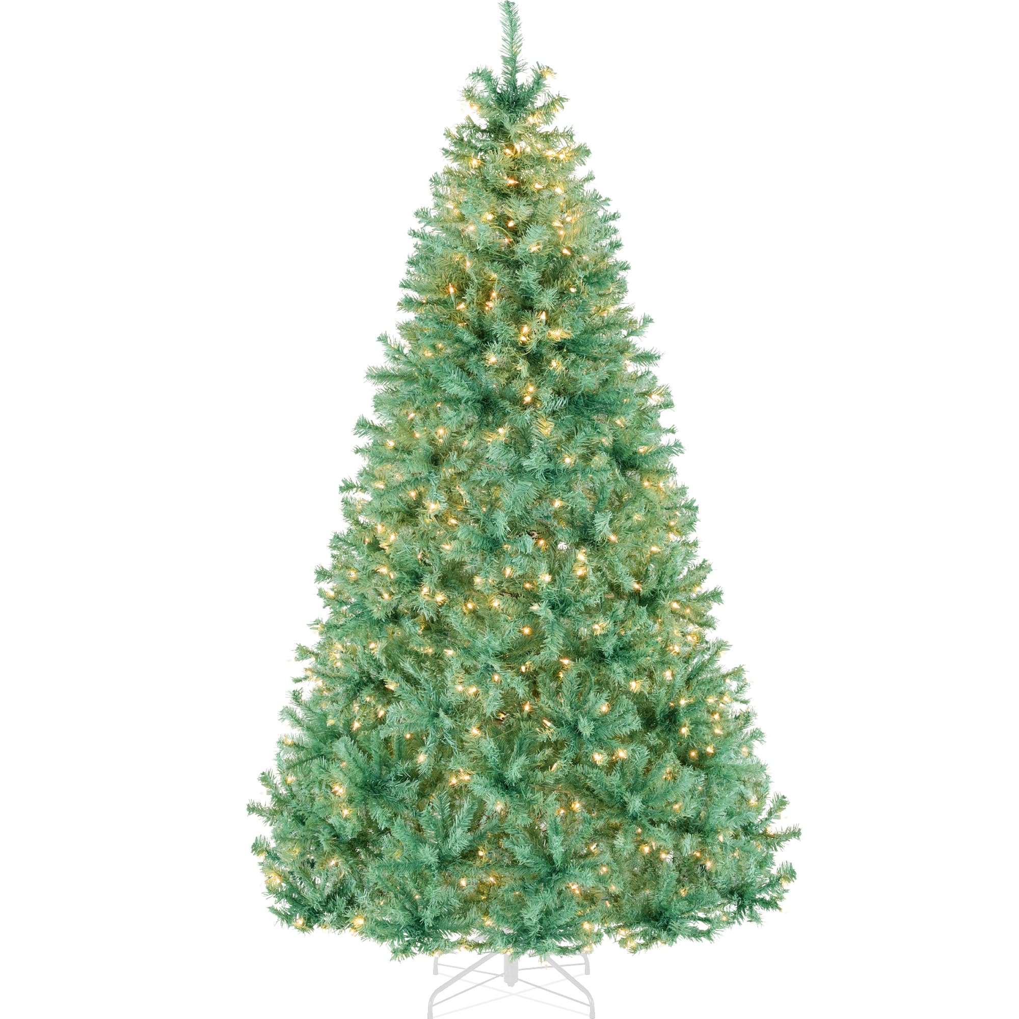 Best Choice Products 7.5ft Pre-Lit Sage Green Christmas Tree, Full Artificial Holiday Decoration w/ 1,350 Branch Tips, 550 Lights, Foldable Base