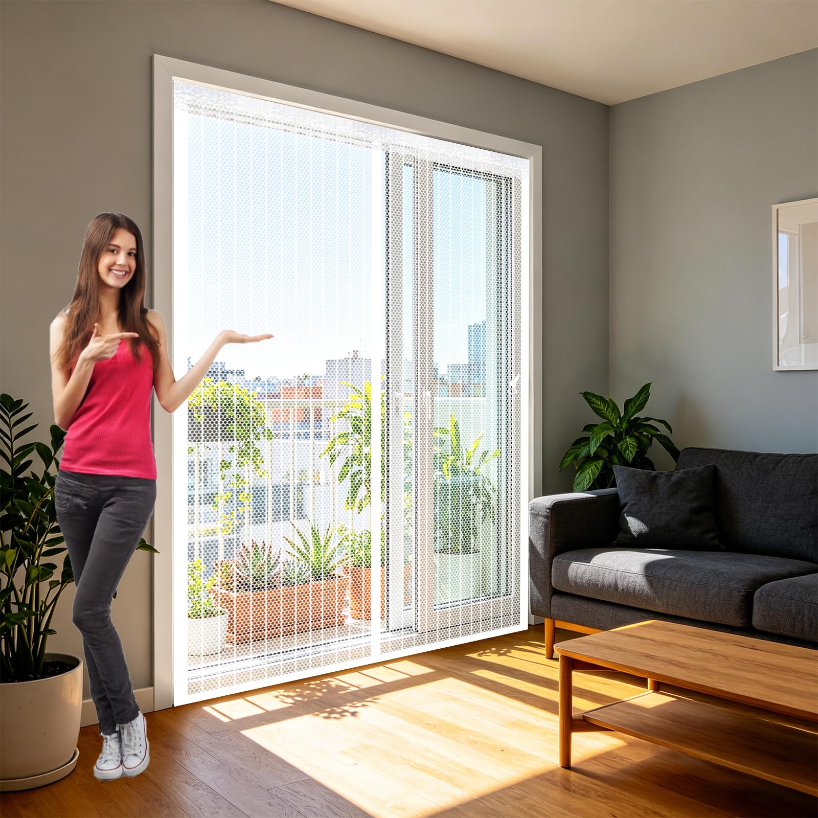 Moustiquaire magnétique porte blanche rideau anti mouche 92x235cm